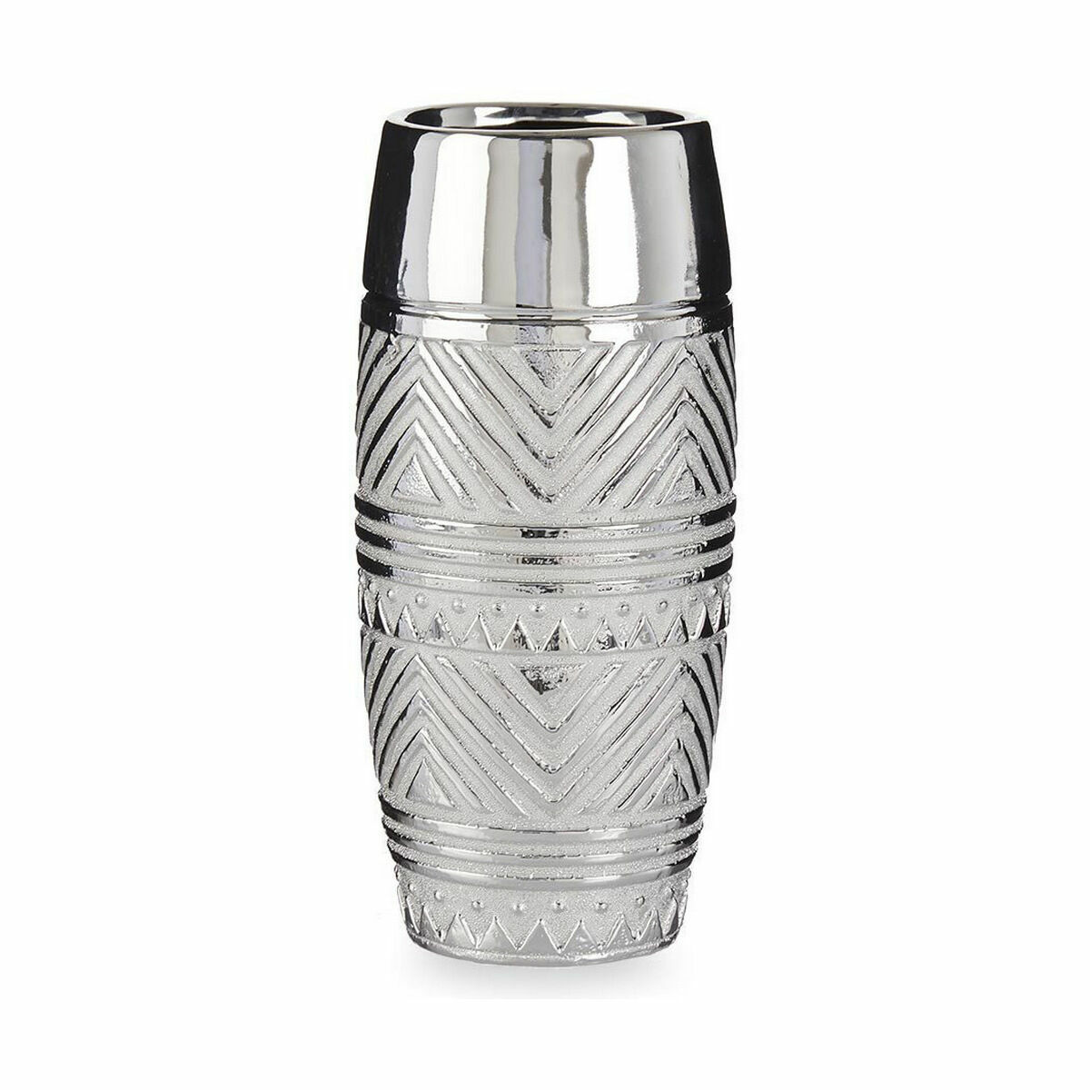 Vas Cylinder Ränder Silvrig Keramik 13,5 x 30 x 13,5 cm (6 antal) - 2