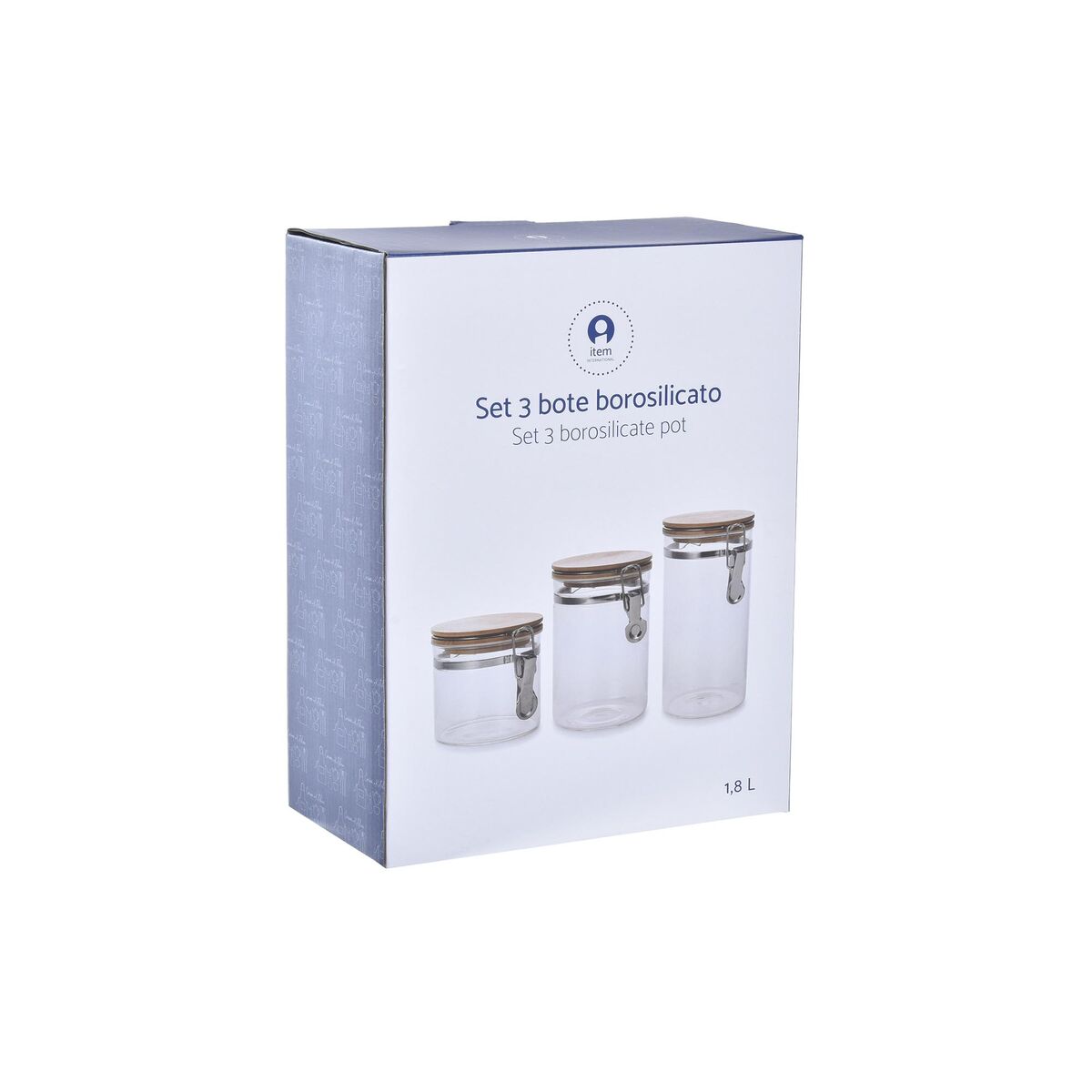 Uppsättning med 3 Burkar DKD Home Decor Transparent Naturell 14 x 10 x 26,3 cm - 2