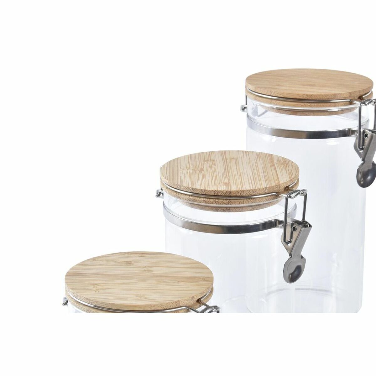 Uppsättning med 3 Burkar DKD Home Decor Transparent Naturell 14 x 10 x 26,3 cm - 3