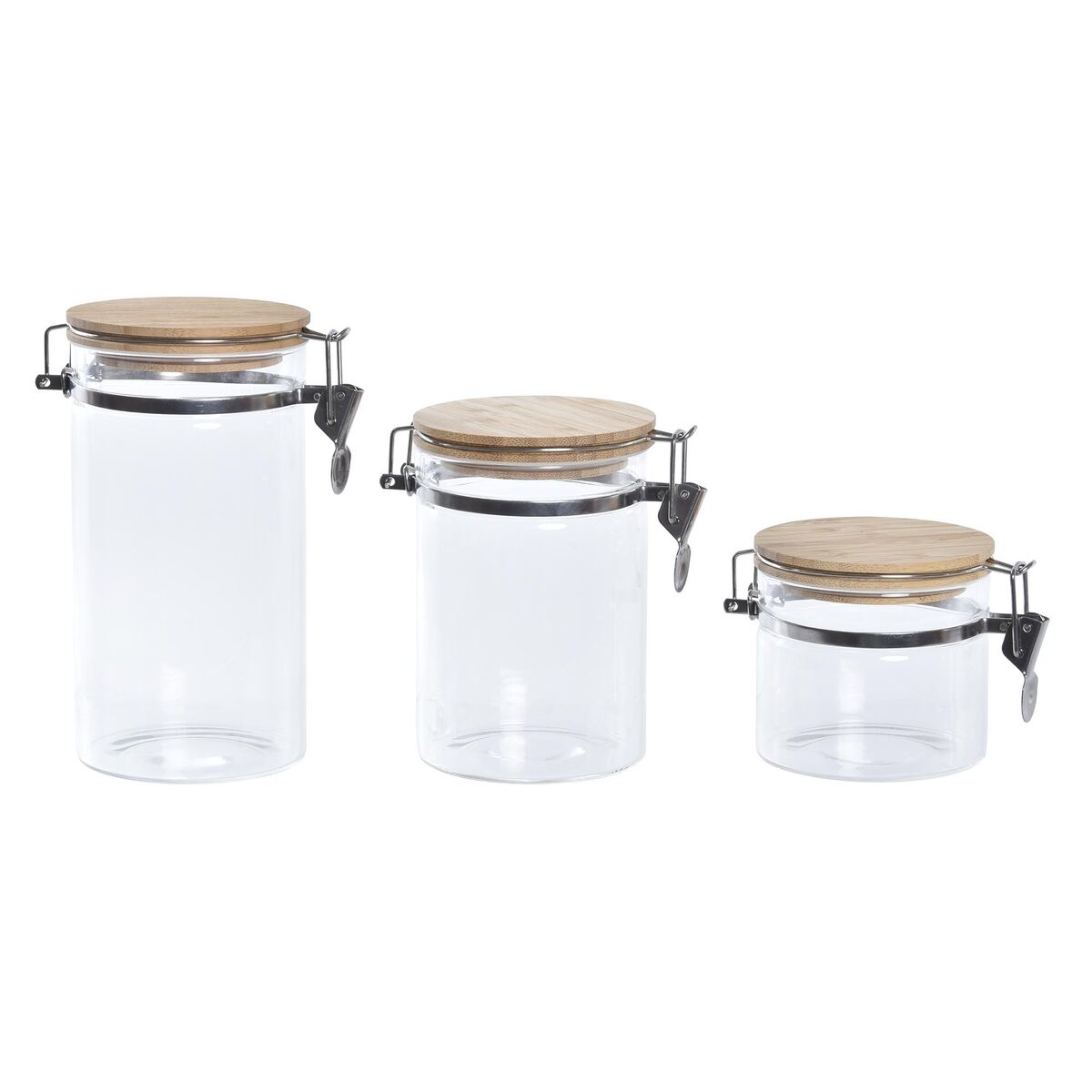 Uppsättning med 3 Burkar DKD Home Decor Transparent Naturell 14 x 10 x 26,3 cm
