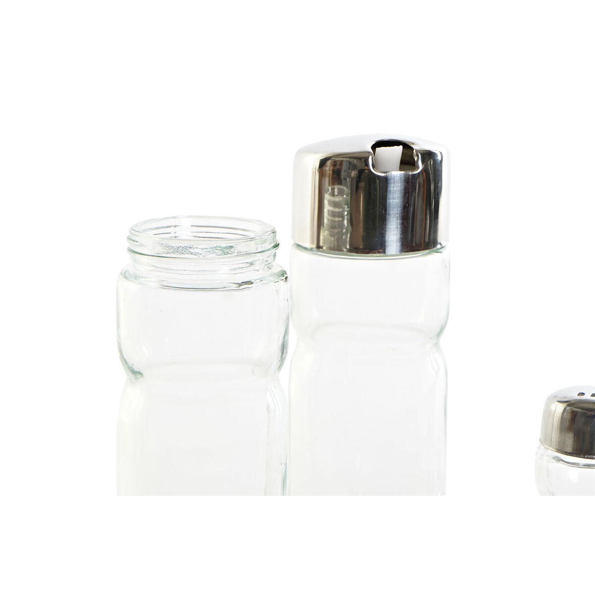Kryddset DKD Home Decor Silvrig Rostfritt stål Glas - 3