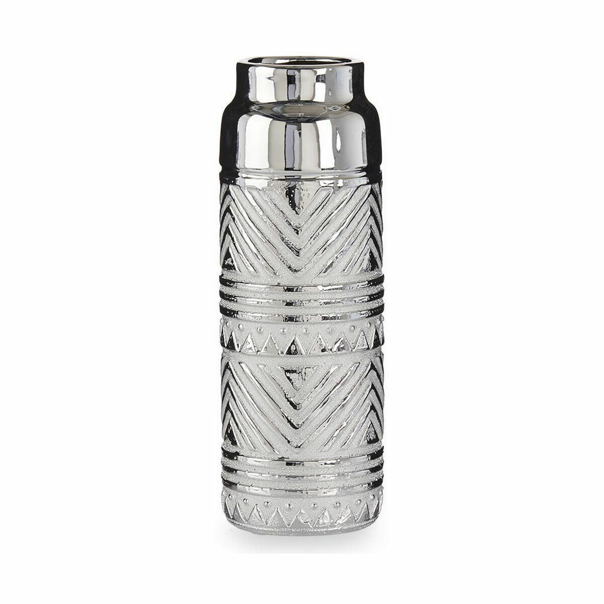Vas Cylinder Ränder Silvrig Keramik 10,5 x 30 x 10,5 cm (6 antal) - 2