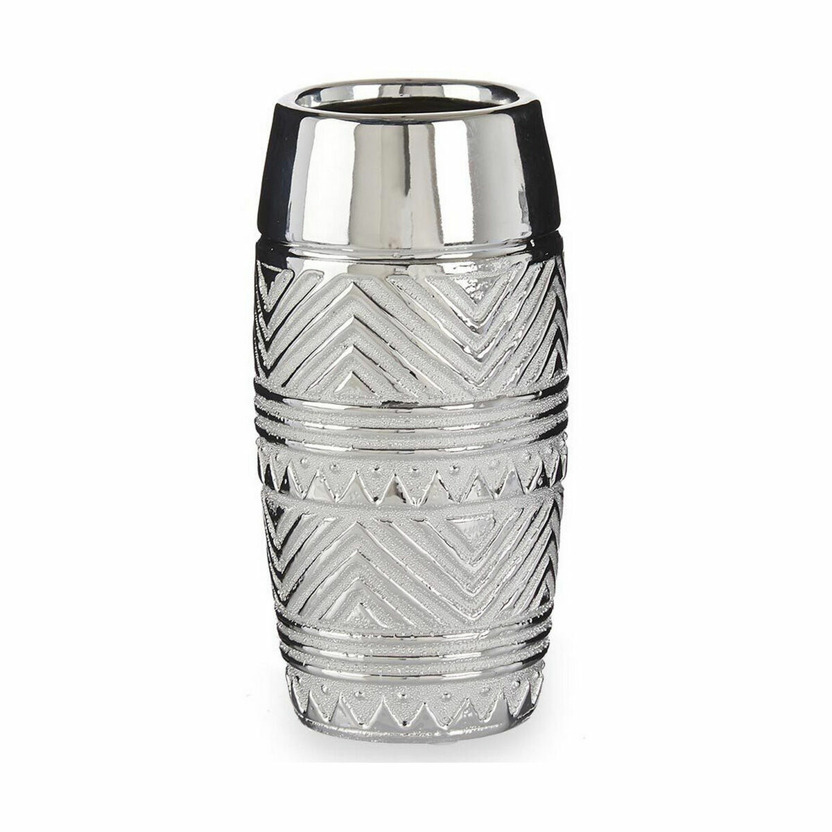 Vas Cylinder Ränder Silvrig Keramik 11,5 x 23 x 11,5 cm (6 antal) - 2