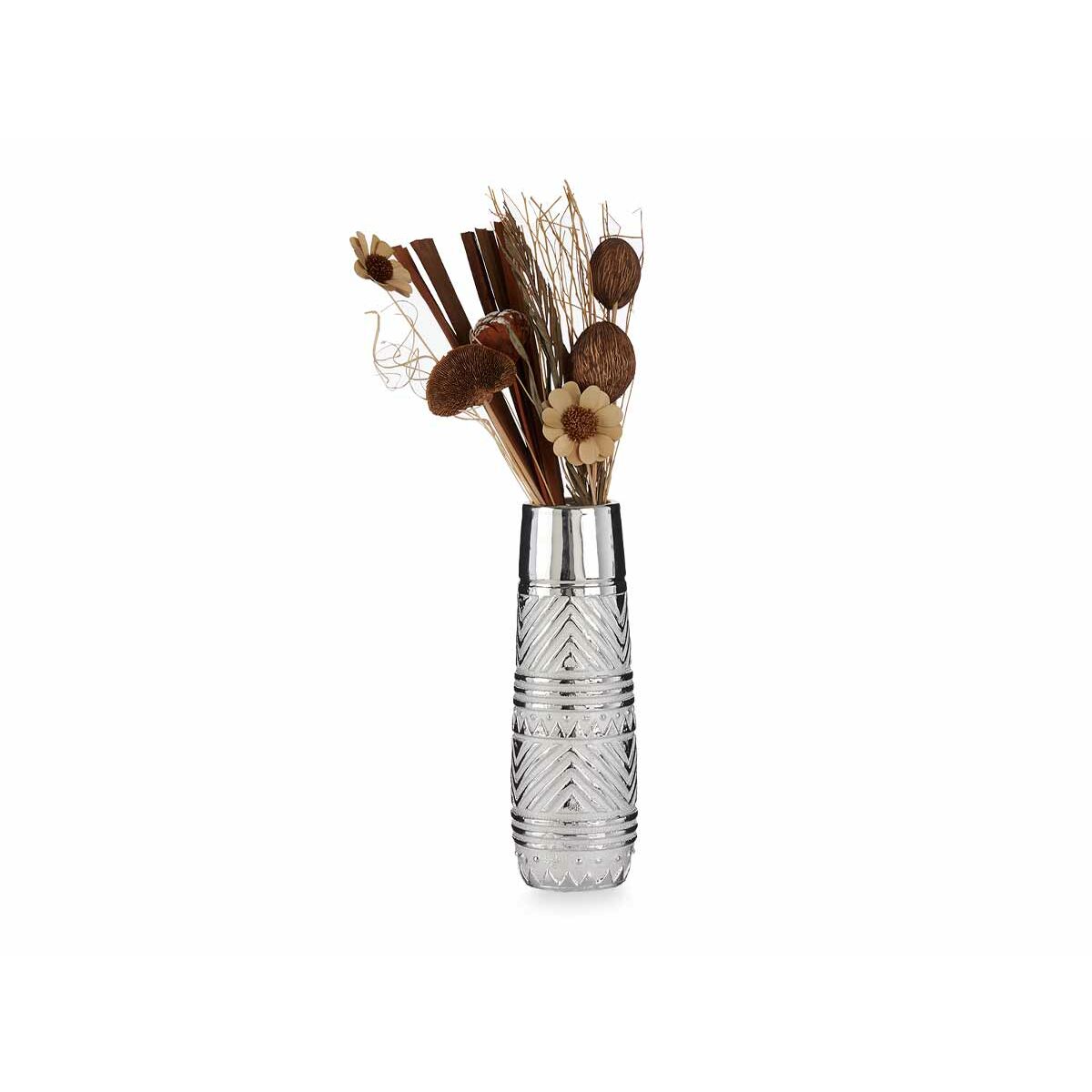 Vas Cylinder Ränder Silvrig Keramik 10 x 30 x 10 cm (6 antal) - 2
