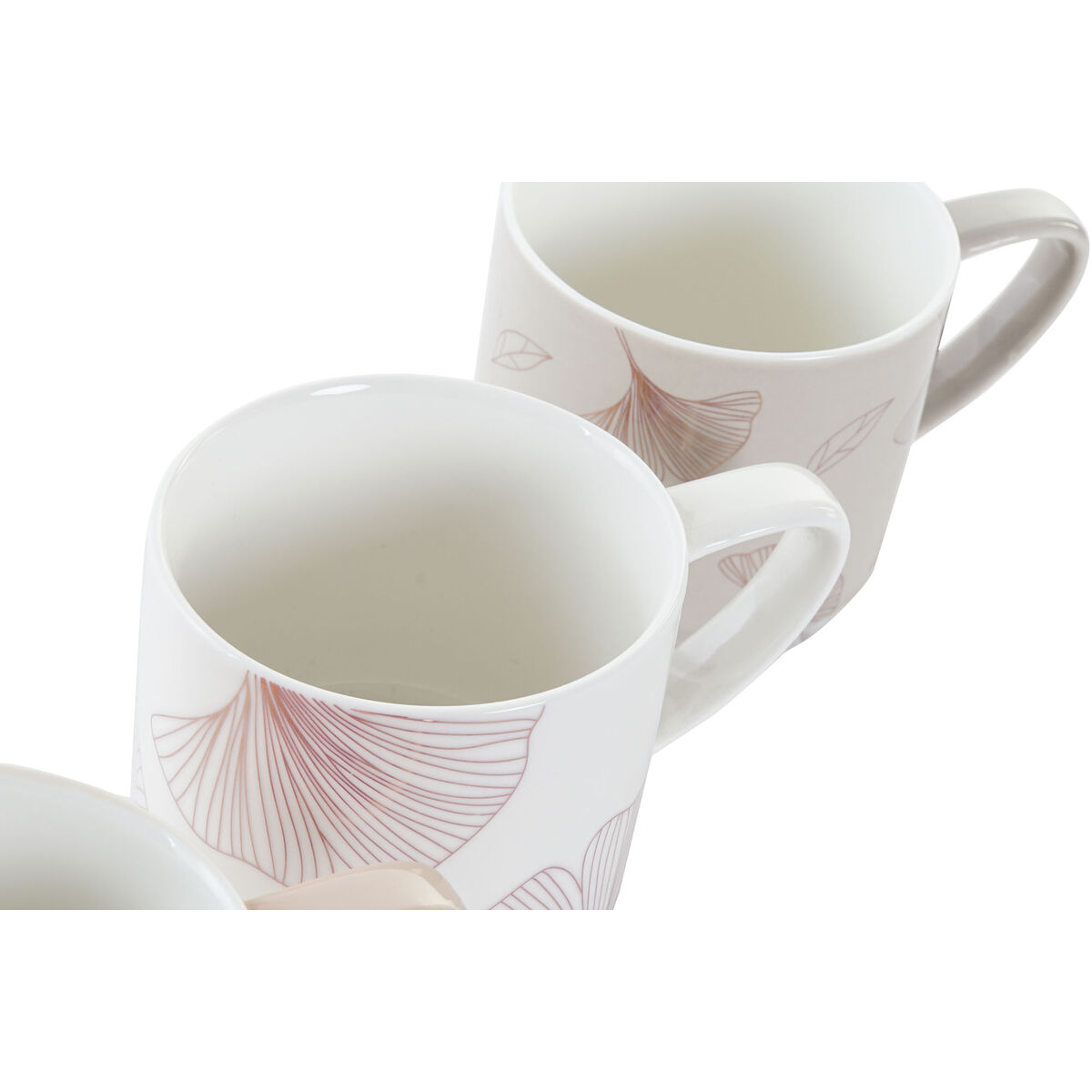 Set med 4 muggar DKD Home Decor Grå Beige Rosa Gyllene Metall Vit 330 ml Modern - 3