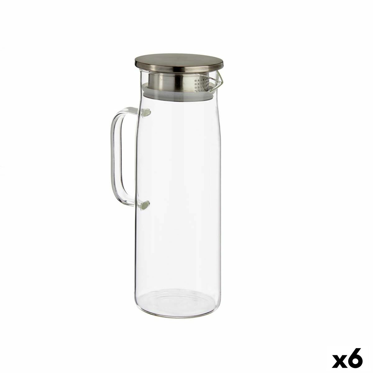 Krus med Skruvlock och Doserare Transparent Rostfritt stål 1,2 L (6 antal)
