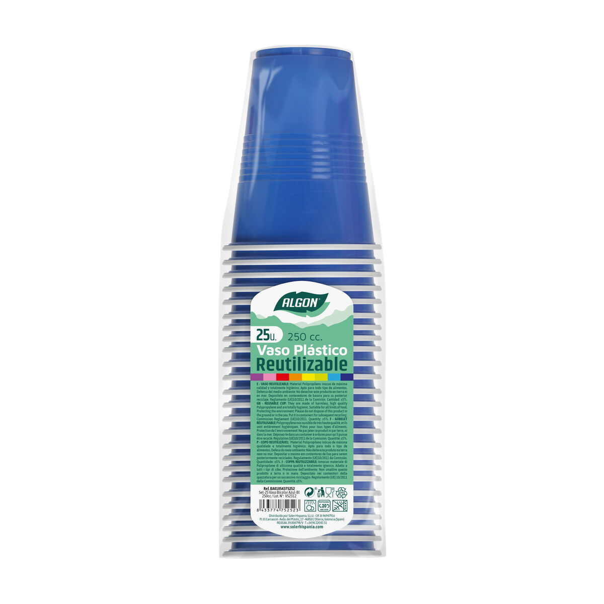 Set med återanvändbara glas Algon Blå 25 antal 250 ml - 2