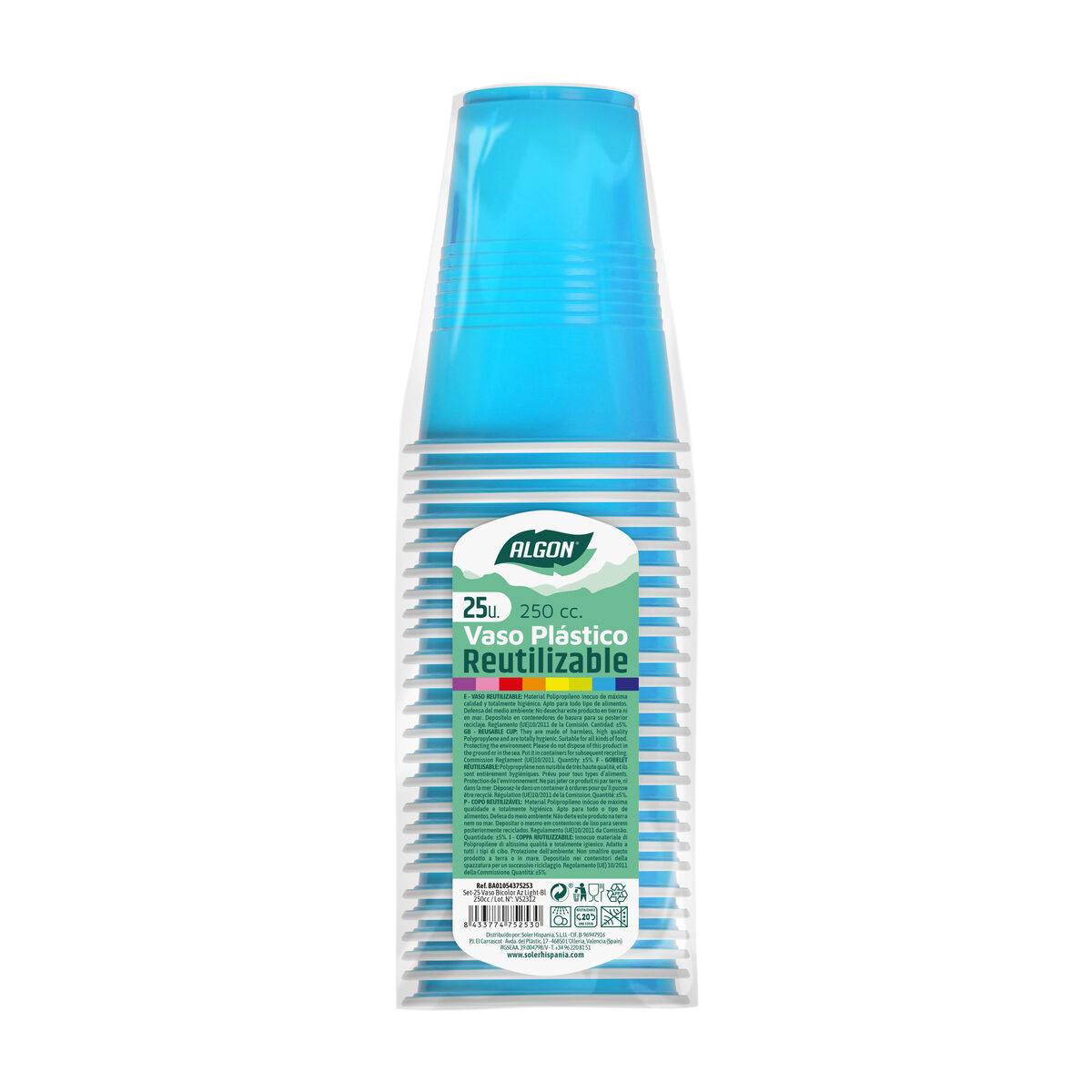 Set med återanvändbara glas Algon Ljusblå 25 antal 250 ml - 2