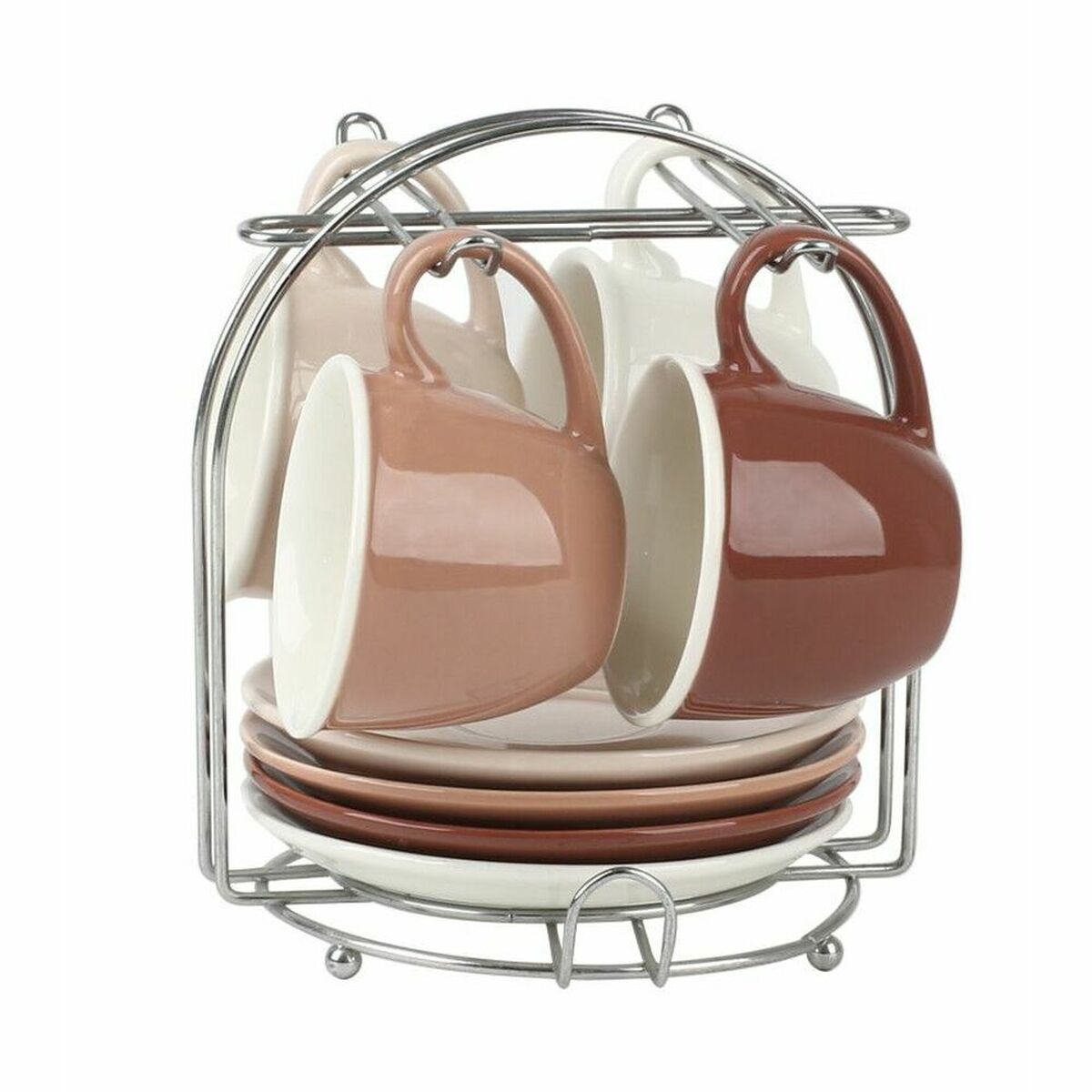 Set med kaffekoppar DKD Home Decor Brun Beige Metall 4 Delar 90 ml