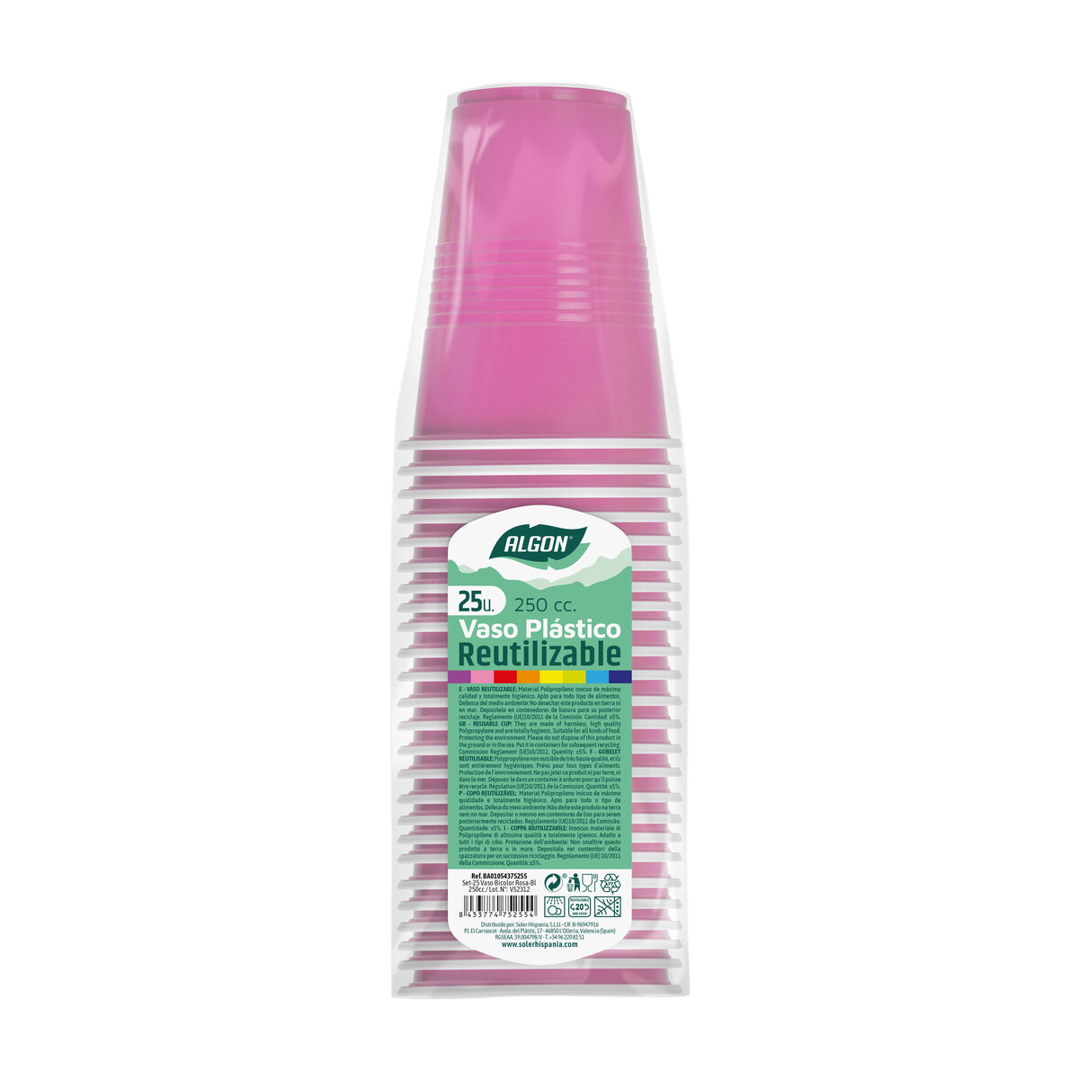 Set med återanvändbara glas Algon Rosa 25 antal 250 ml - 2