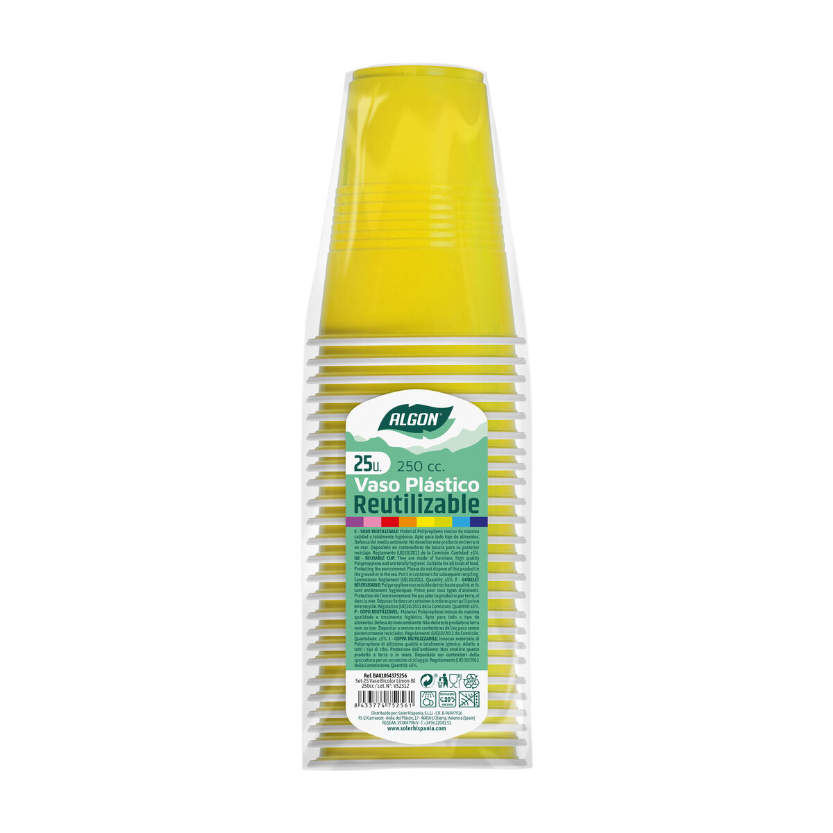 Set med återanvändbara glas Algon Gul 25 antal 250 ml - 2