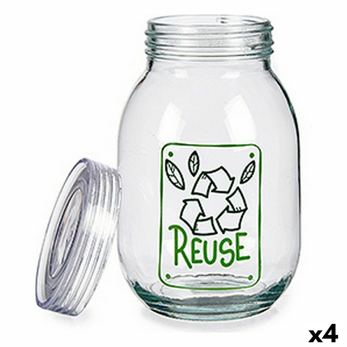 Burk Reuse Glas Transparent 1,8 L 13 x 20,8 x 13 cm (4 antal)