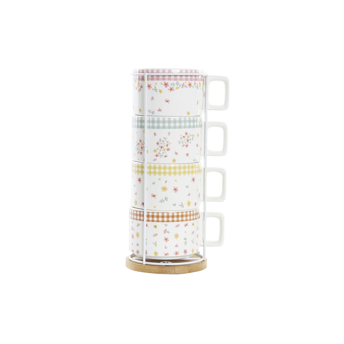 Set med kaffekoppar DKD Home Decor Röd Metall Brun Grön Gul 260 ml 4 Delar Dolomite - 2