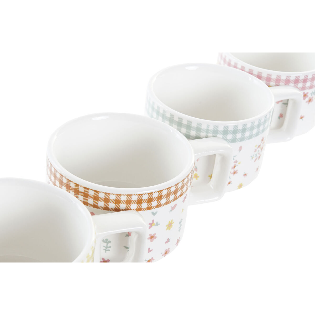 Set med kaffekoppar DKD Home Decor Röd Metall Brun Grön Gul 260 ml 4 Delar Dolomite - 3