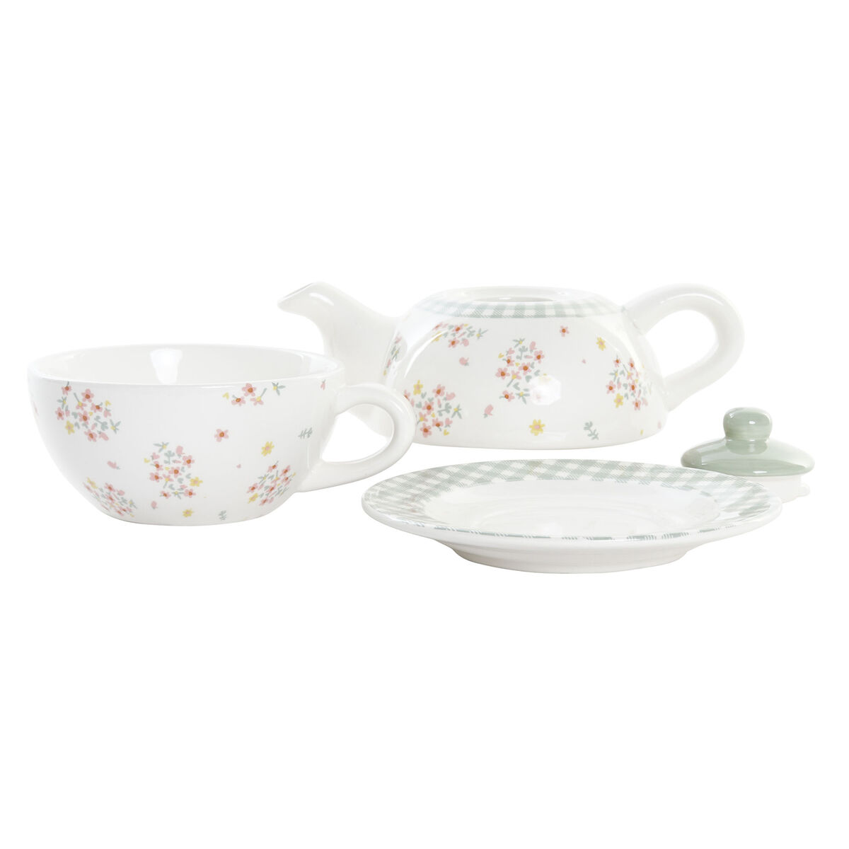 Tekanna DKD Home Decor Gul Röd Grön Dolomite 750 ml (3 antal) - 4