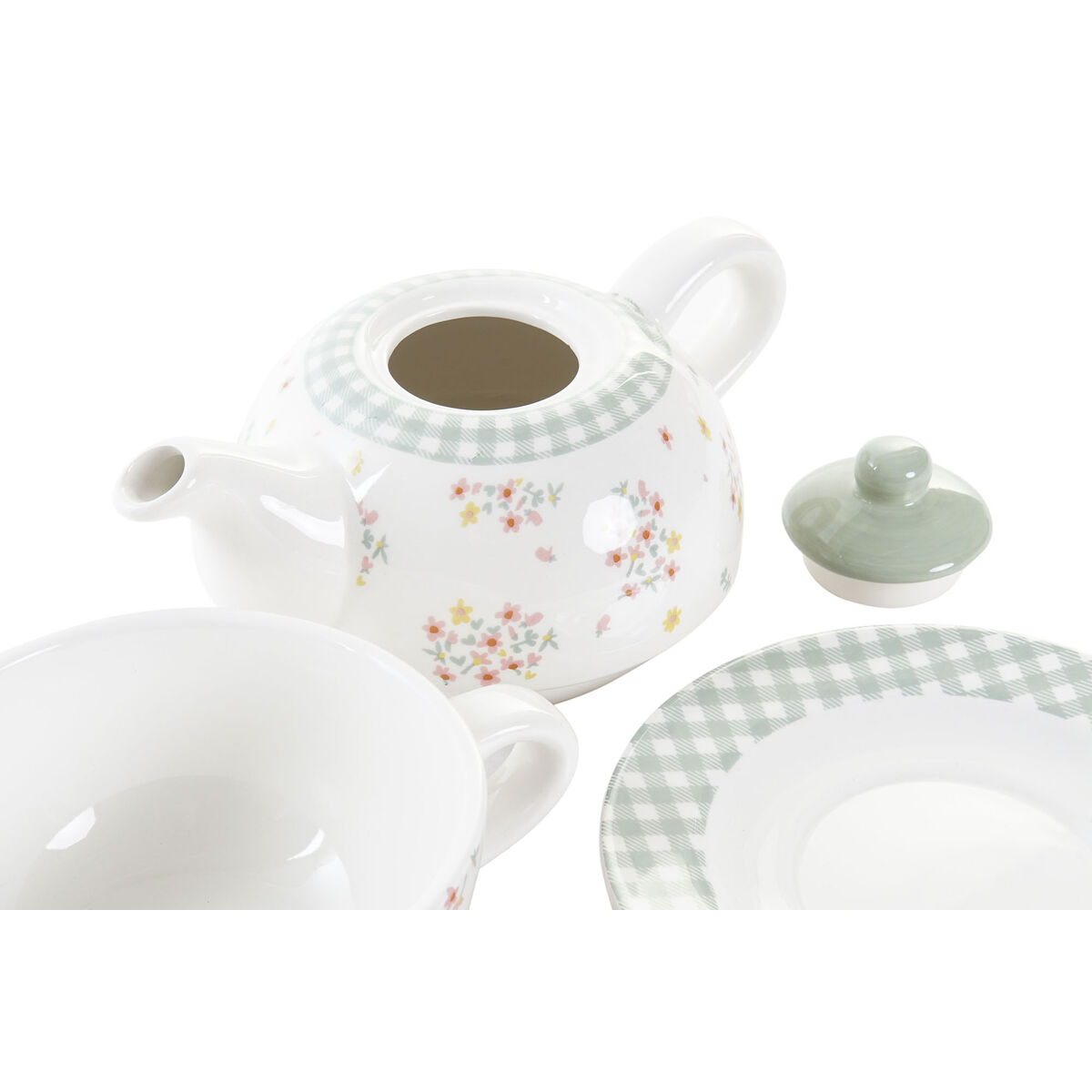 Tekanna DKD Home Decor Gul Röd Grön Dolomite 750 ml (3 antal) - 3