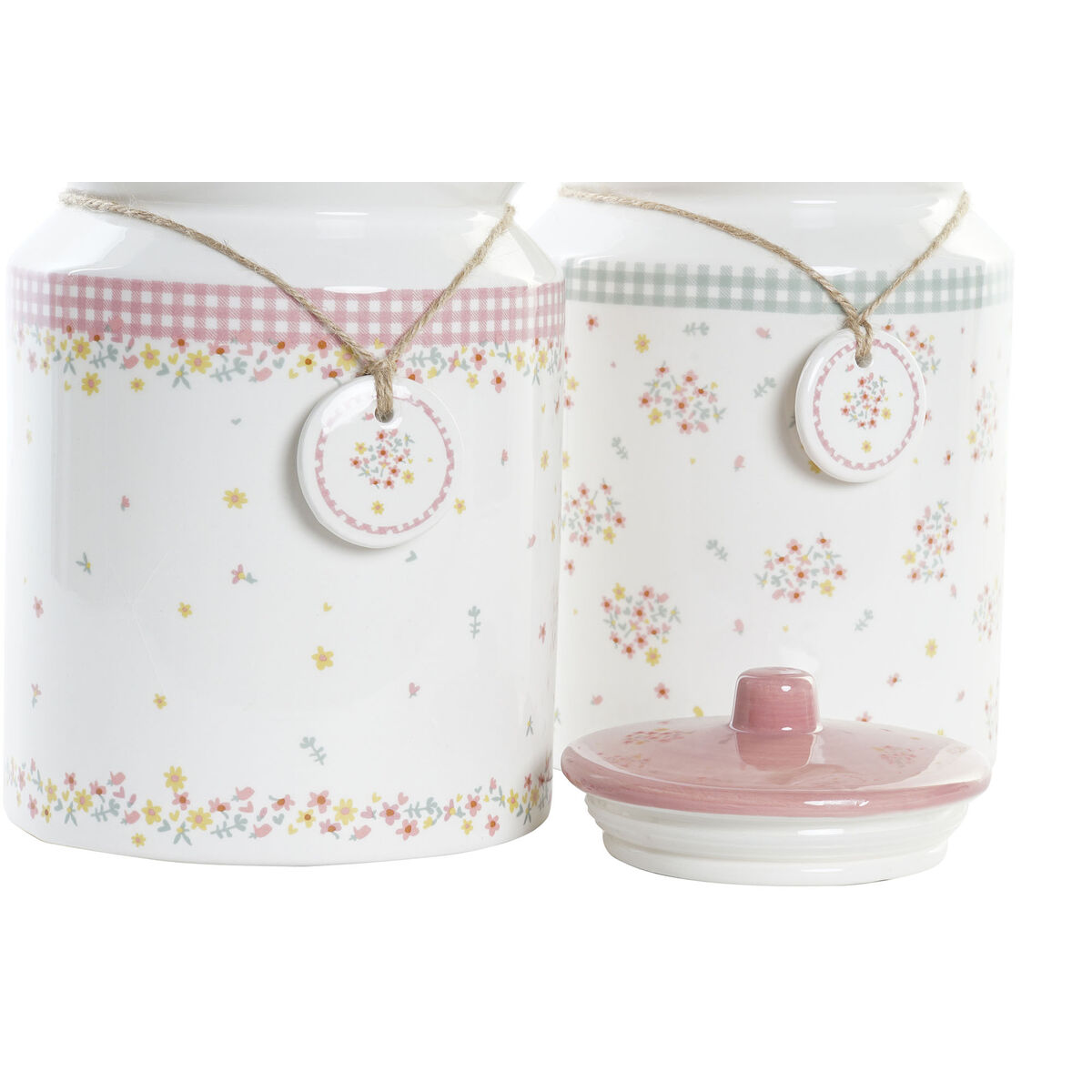 Burk DKD Home Decor Grön Rosa Gingang 15,5 x 15,5 x 21 cm (2 antal) - 2