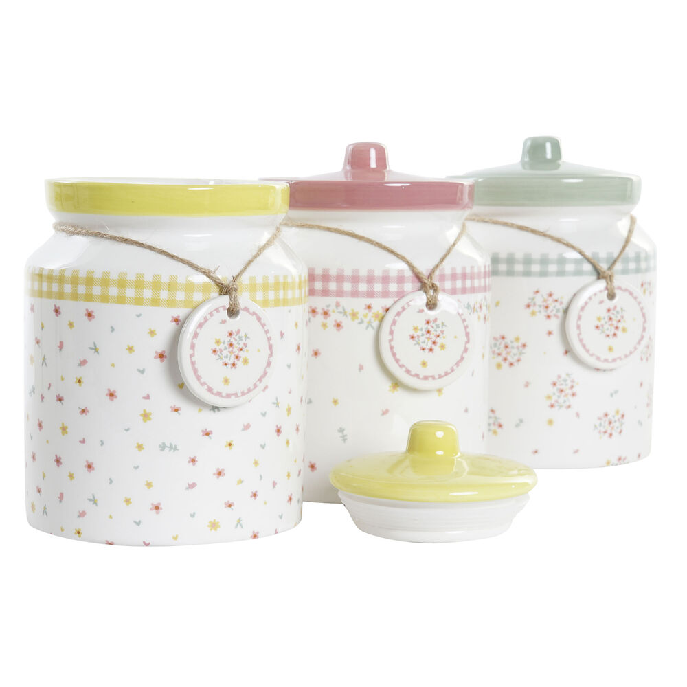Burk DKD Home Decor Gul Röd Grön Gingang 30 x 40 cm 12 x 12 x 16 cm (3 antal) - 2