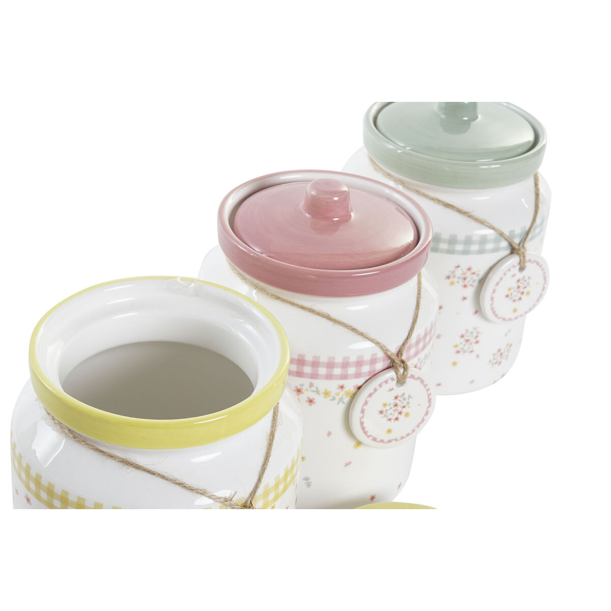 Burk DKD Home Decor Gul Röd Grön Gingang 30 x 40 cm 12 x 12 x 16 cm (3 antal) - 3