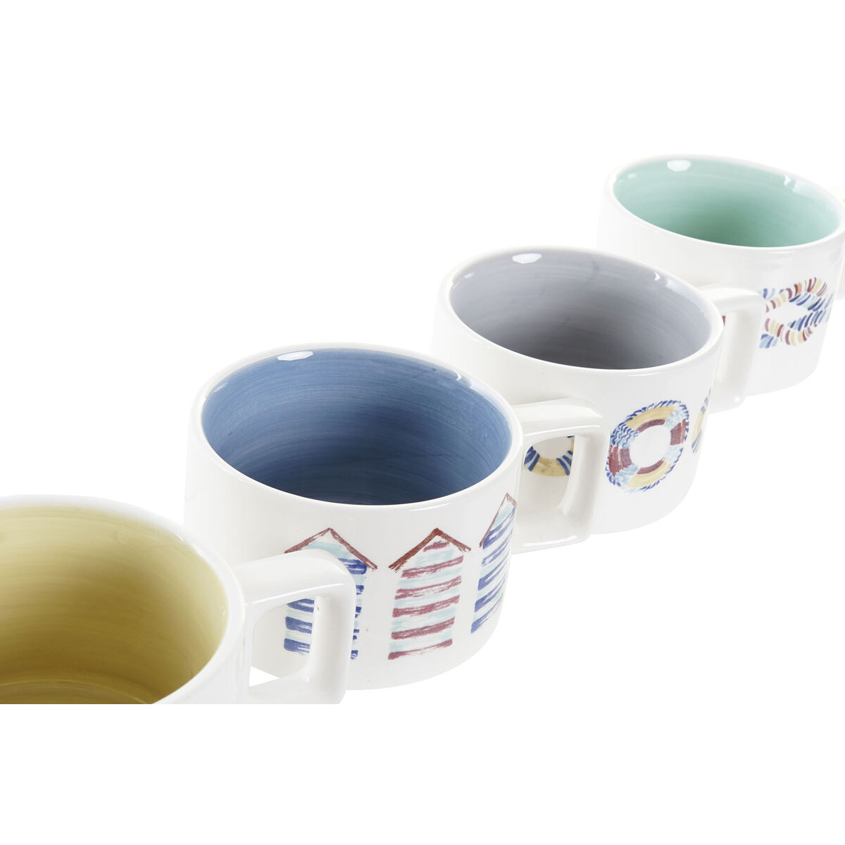 Set med kaffekoppar DKD Home Decor Blå Multicolour Metall Dolomite 4 Delar 260 ml - 3
