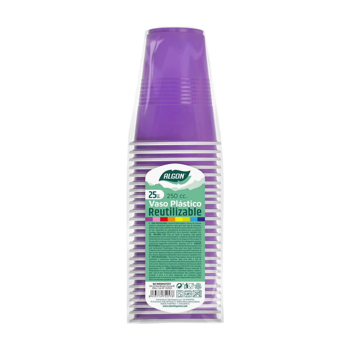 Set med återanvändbara glas Algon Fuchsia 25 antal 250 ml - 2