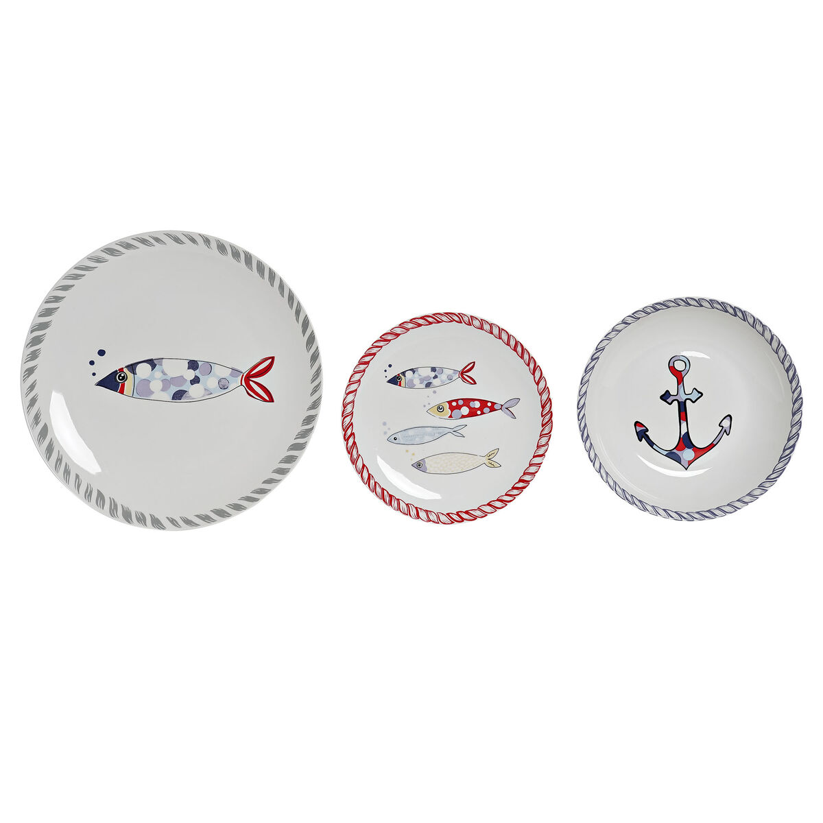 Servissats DKD Home Decor Havsblå Porslin (18 pcs)