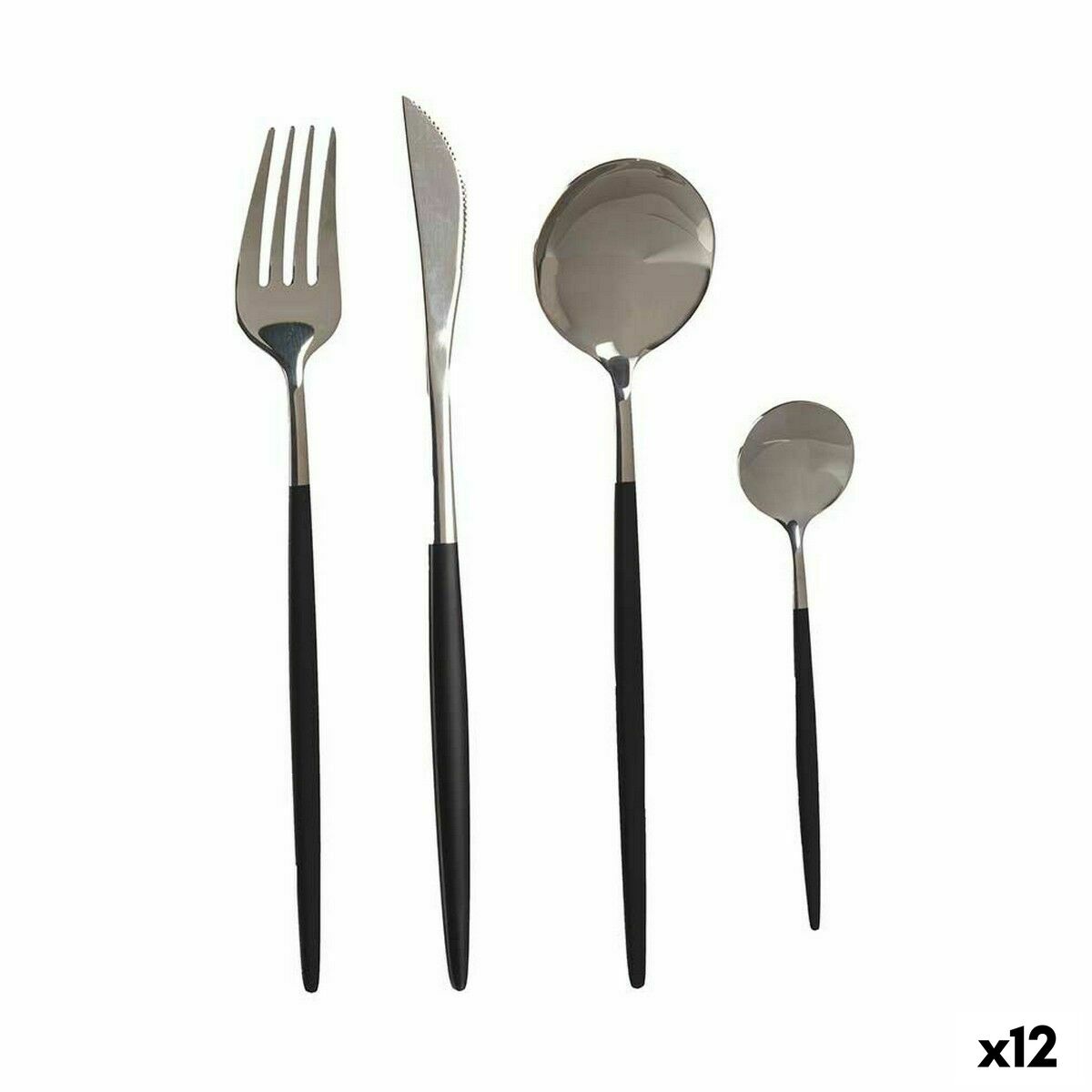 Bestickset Svart Silvrig Rostfritt stål (12 antal)