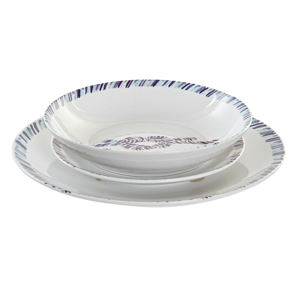 Servissats DKD Home Decor Havsblå Porslin (18 pcs) - 3