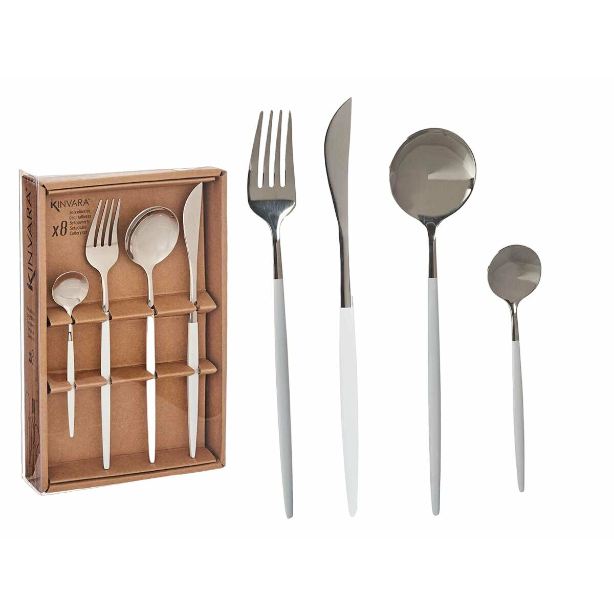 Bestickset Vit Silvrig Rostfritt stål (12 antal) - 2