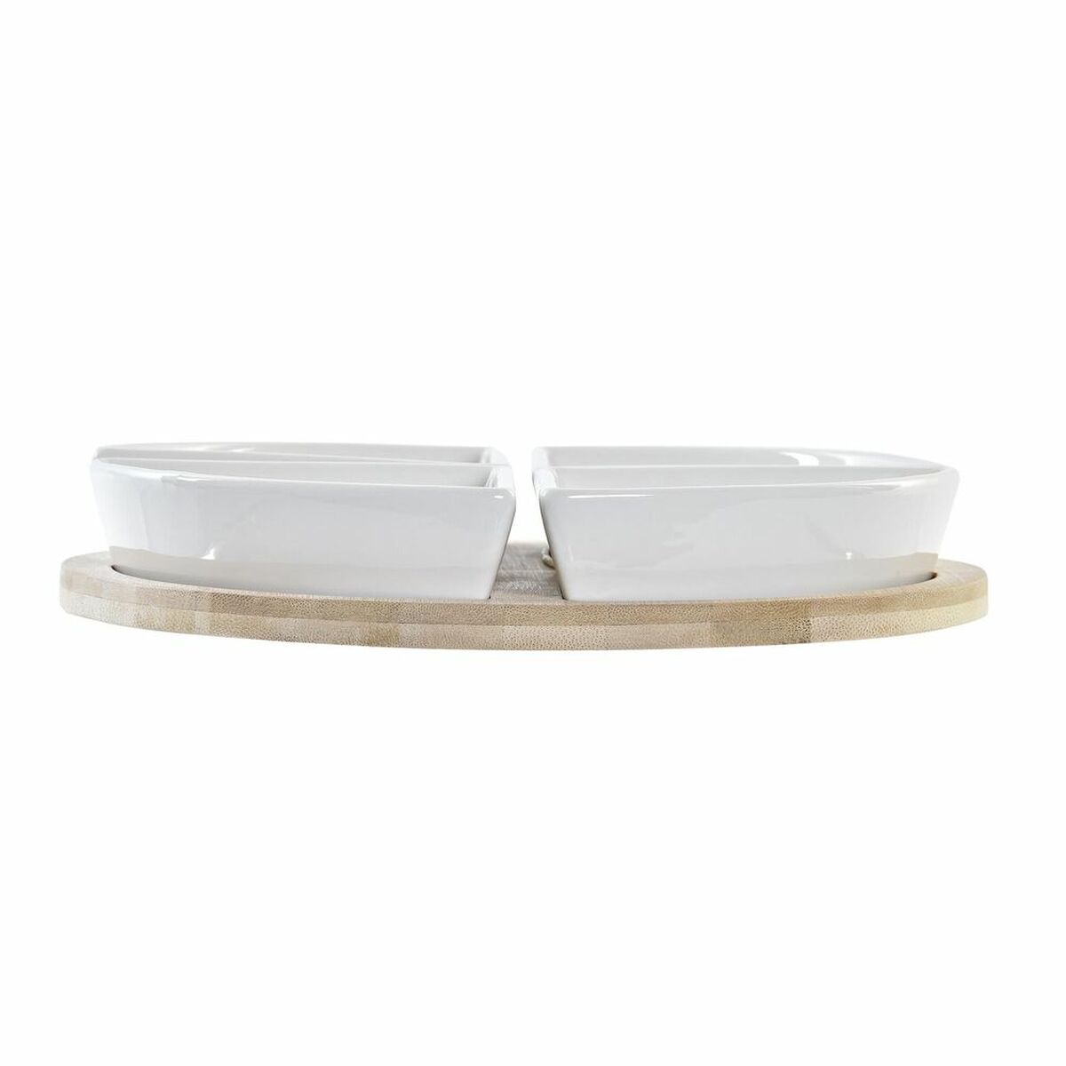 Tilltuggsset DKD Home Decor Vit Multicolour Naturell Bambu Stengods Tropiskt 21,5 x 21,5 x 1 cm (5 pcs) - 2