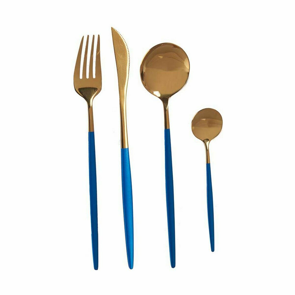 Bestickset Blå Gyllene Rostfritt stål (12 antal) - 2