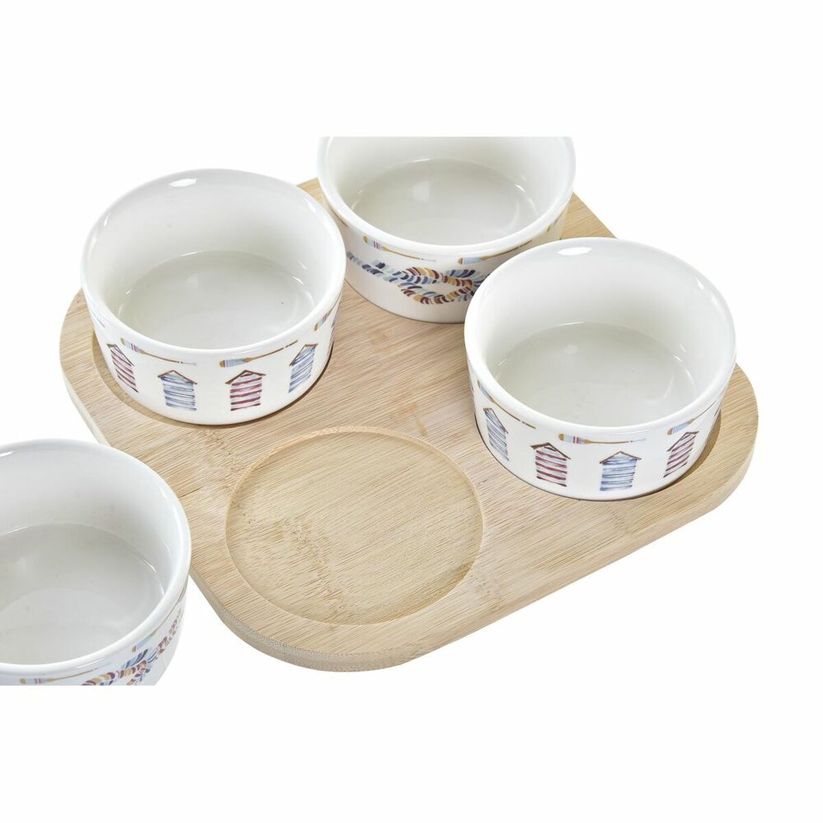 Tilltuggsset DKD Home Decor Blå Naturell Bambu Stengods Medelhavs 19,7 x 19,7 x 1 cm (5 pcs) - 2