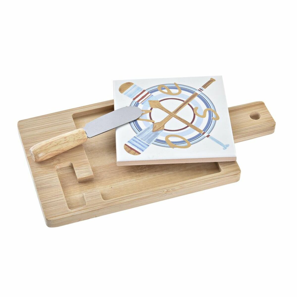 Ostbricka DKD Home Decor Bambu Stengods Rektangulär 3 Delar 21,5 x 11,8 x 1,5 cm - 4