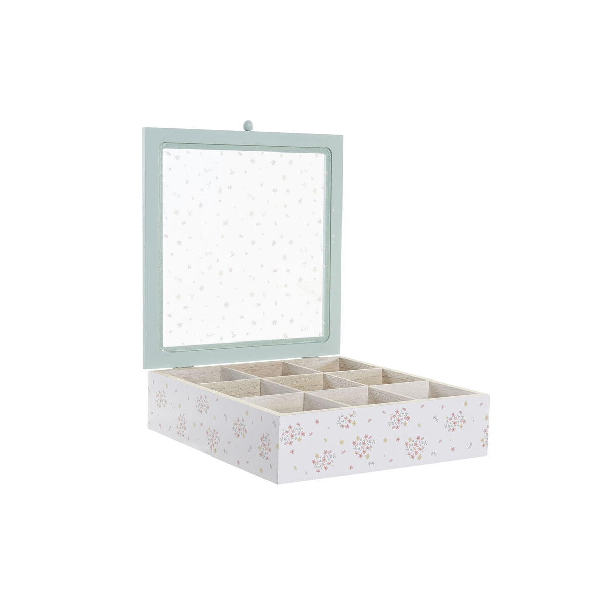 Låda för örtte DKD Home Decor Gul Röd Grön Metall Glas Trä MDF 3 Delar 24 x 24 x 7 cm - 6