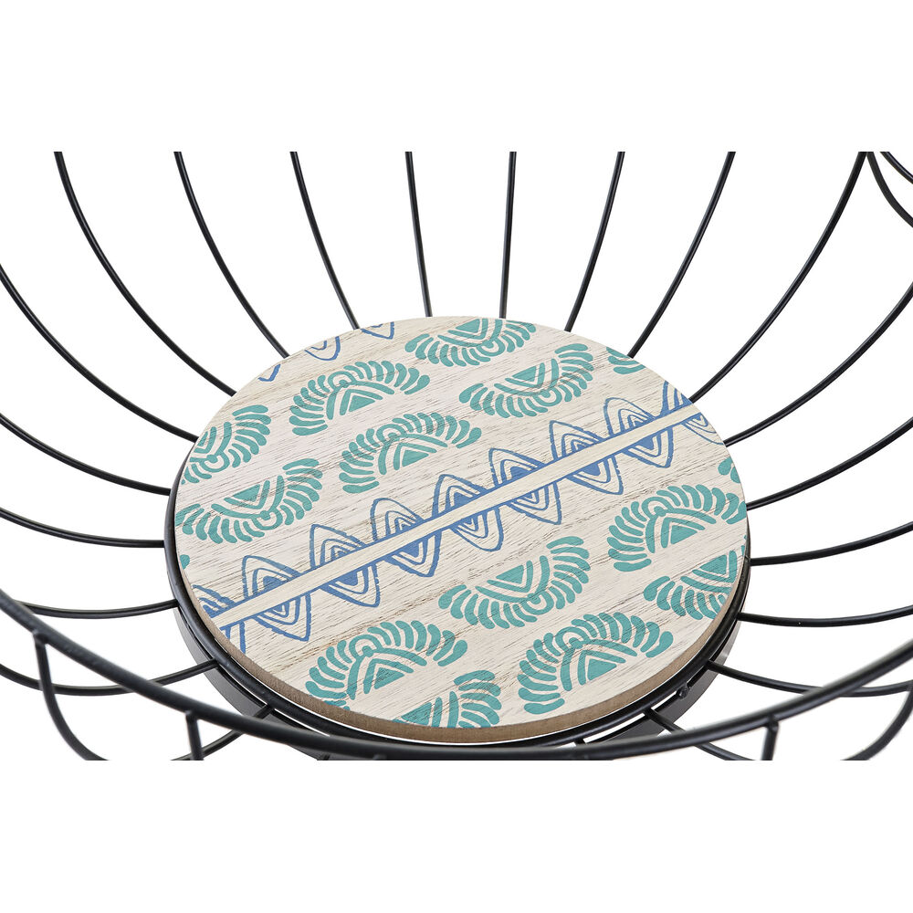 Fruktskål DKD Home Decor Blå Turkos Metall Trä MDF 28 x 28 x 11 cm (2 antal) - 2