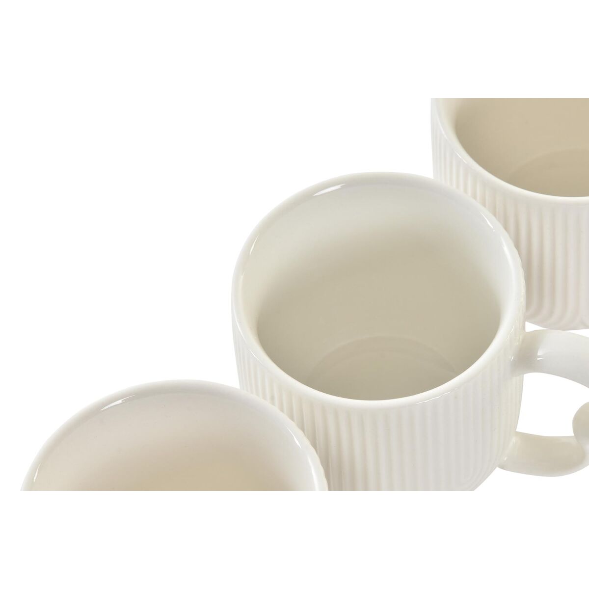 Set med 6 koppar och fat DKD Home Decor Naturell Porslin Vit 90 ml - 6