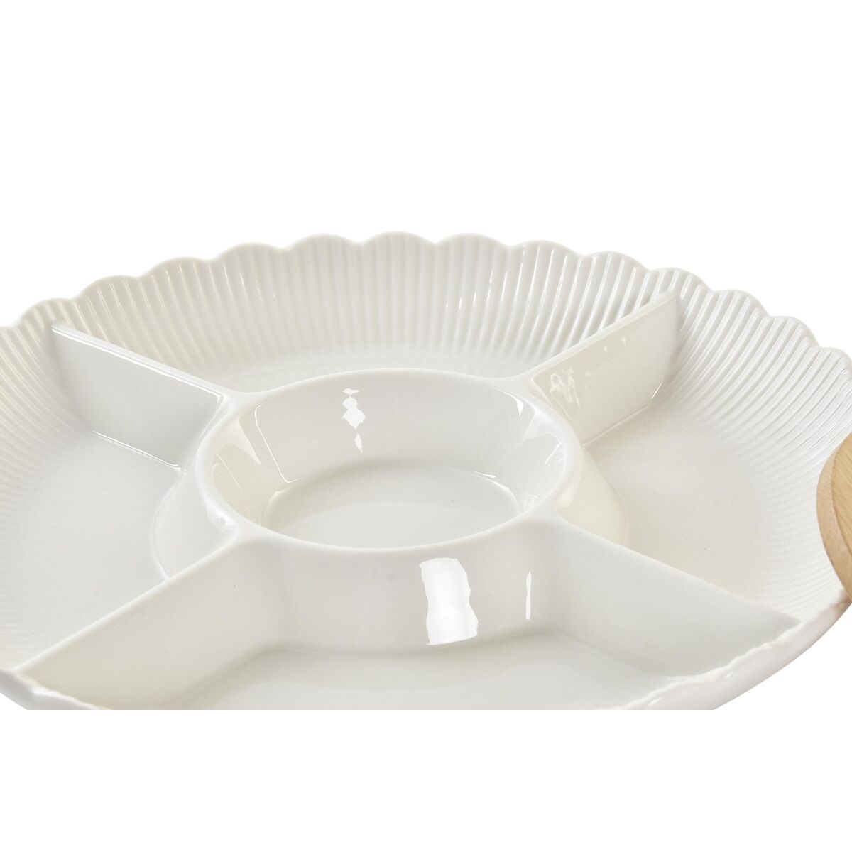 Snacksbricka DKD Home Decor Vit Vit/Rosa Naturell Bambu Porslin 25,5 x 25,5 x 3 cm - 2