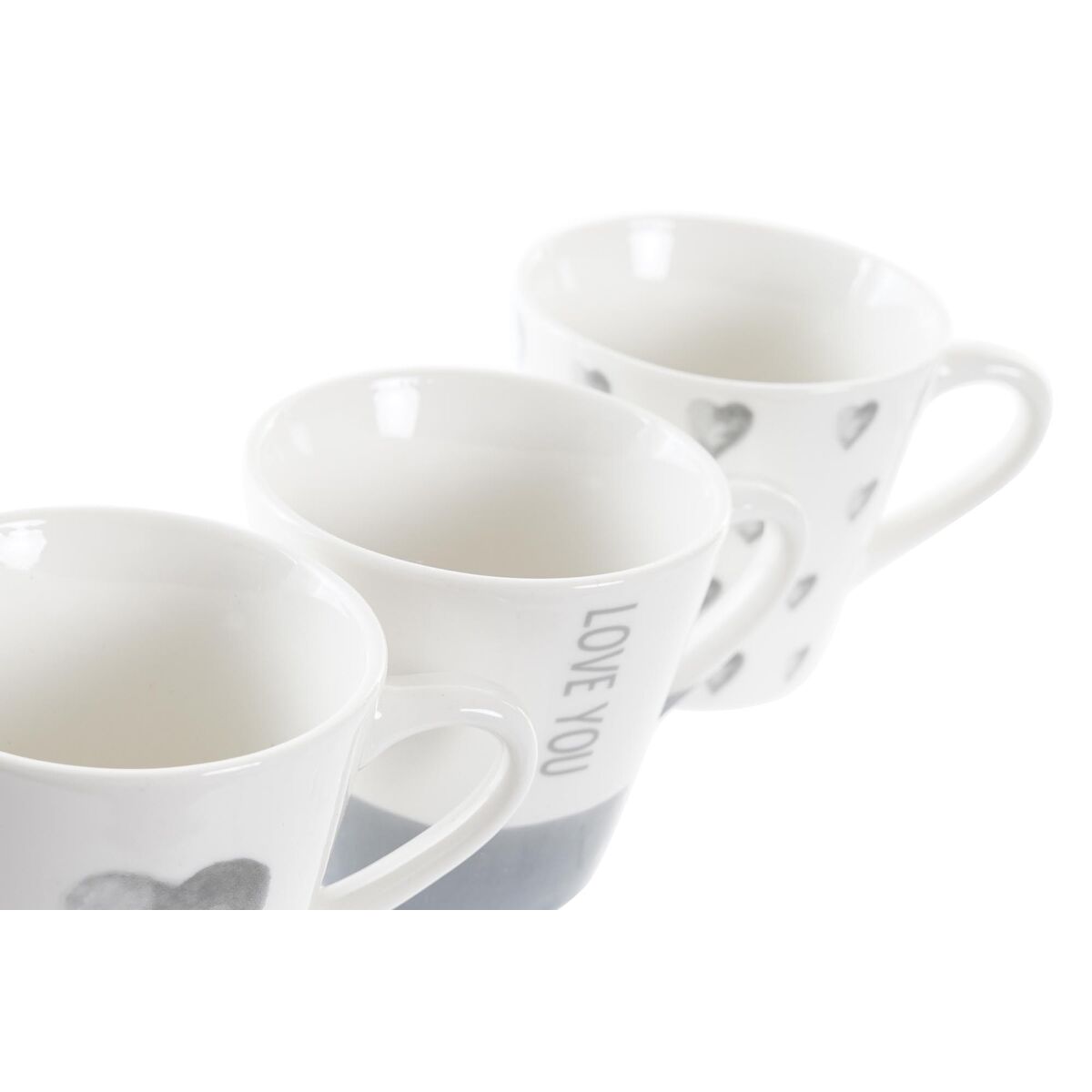 Set med kaffekoppar DKD Home Decor Grå Porslin Plast 90 ml - 3