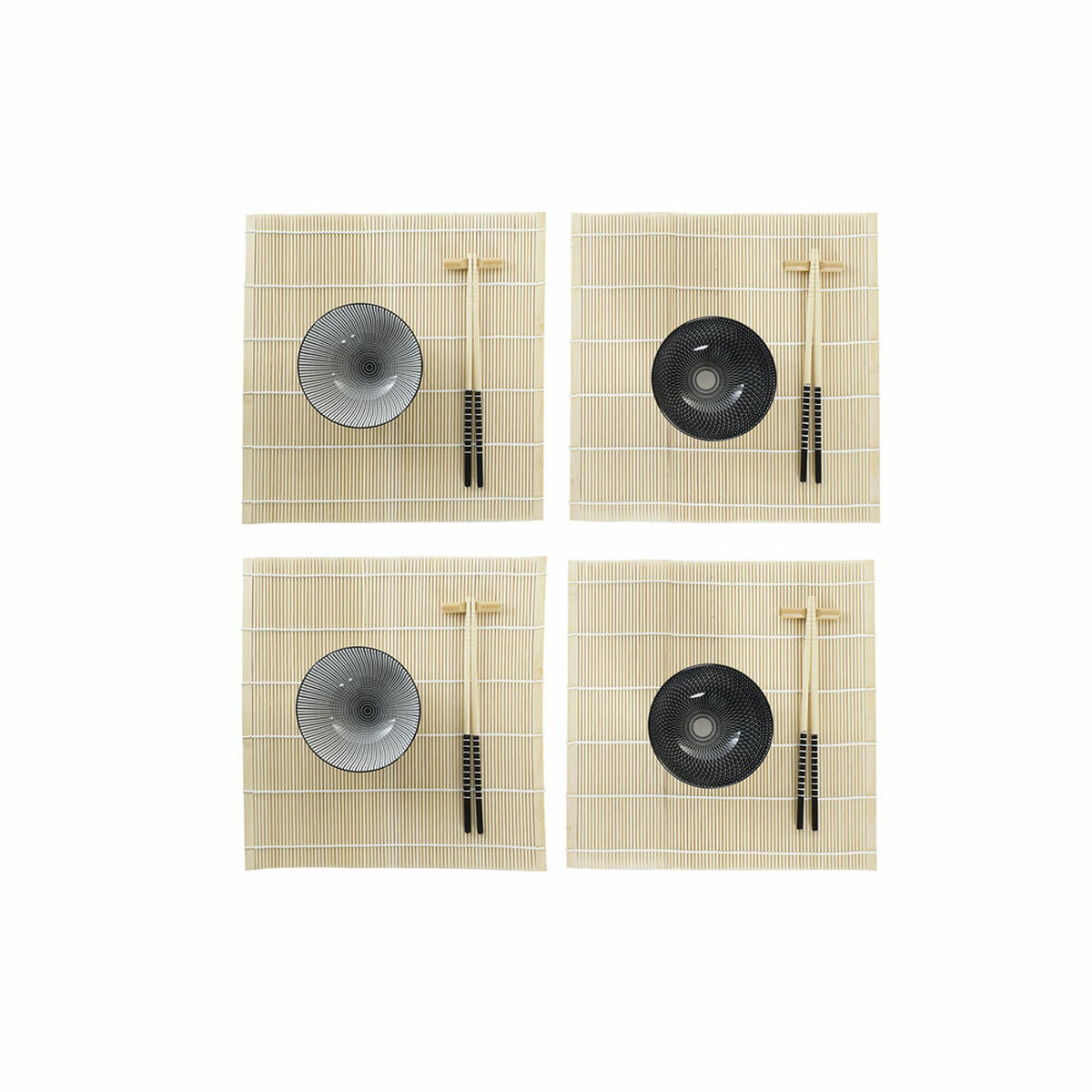 Sushiset DKD Home Decor 14,5 x 14,5 x 31 cm Svart Vit Stengods Orientalisk (16 Delar)