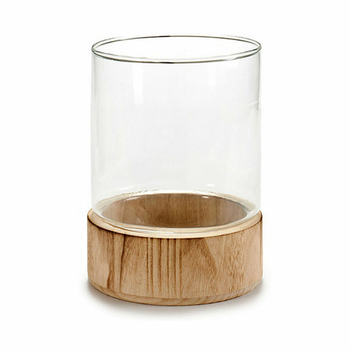 Ljusstakar Brun Transparent Trä Glas 14,5 x 19,3 x 14,5 cm (8 antal) - 2