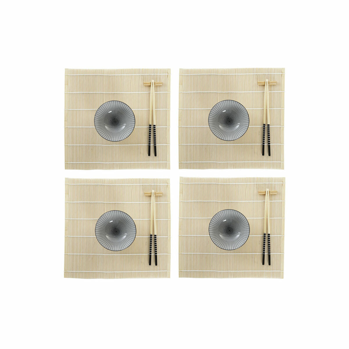 Sushiset DKD Home Decor 14,5 x 14,5 x 31 cm Svart Stengods Orientalisk (16 Delar)