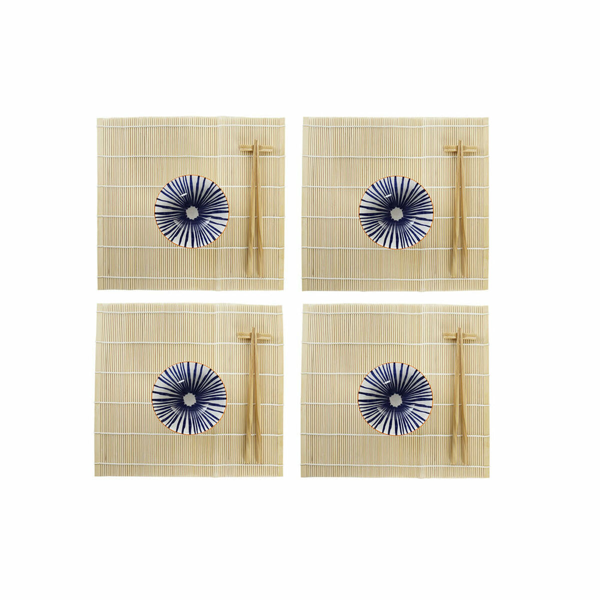 Sushiset DKD Home Decor 14,5 x 14,5 x 31 cm Blå Vit Stengods Orientalisk (16 Delar)
