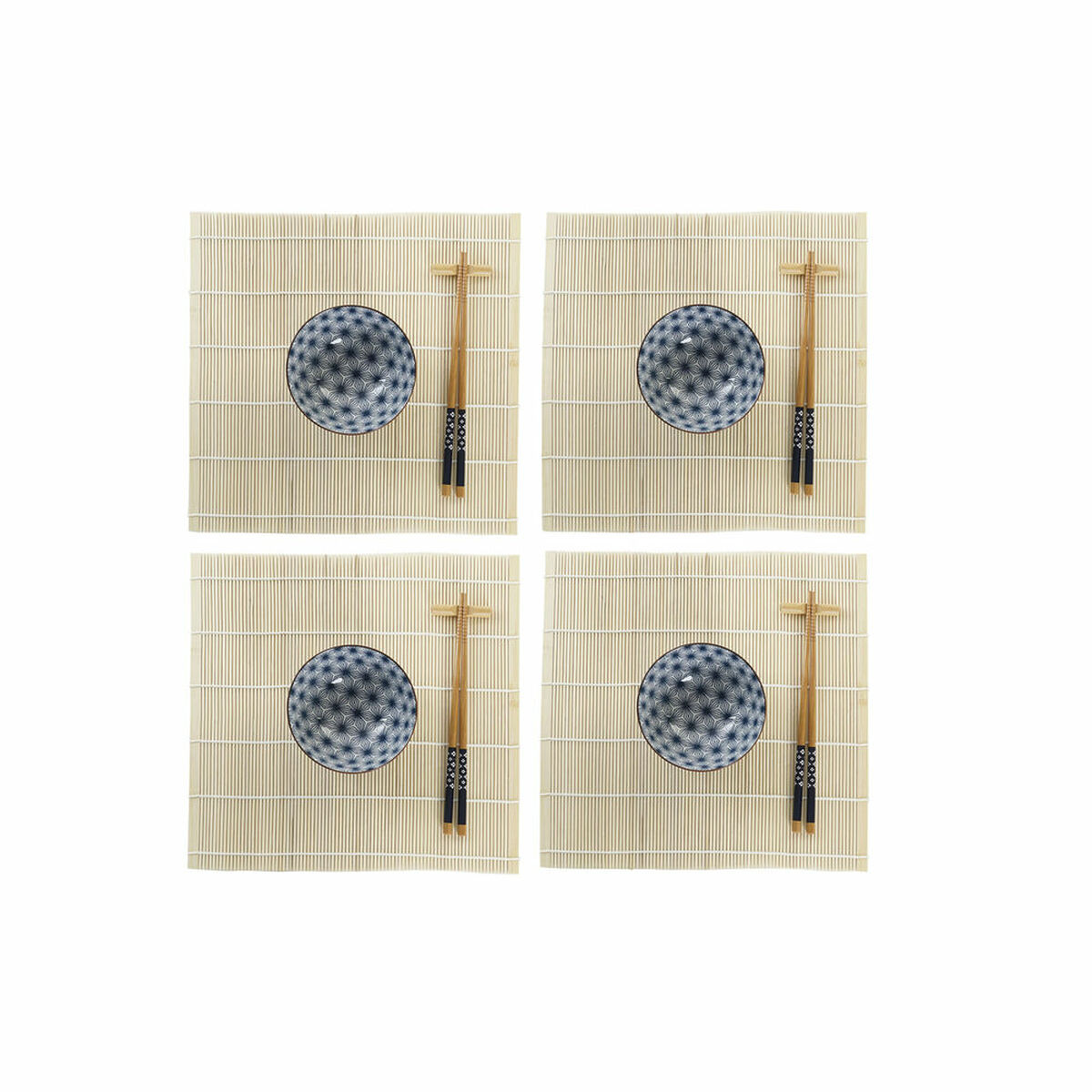 Sushiset DKD Home Decor 14,5 x 14,5 x 31 cm Blå Stengods Orientalisk (16 Delar)