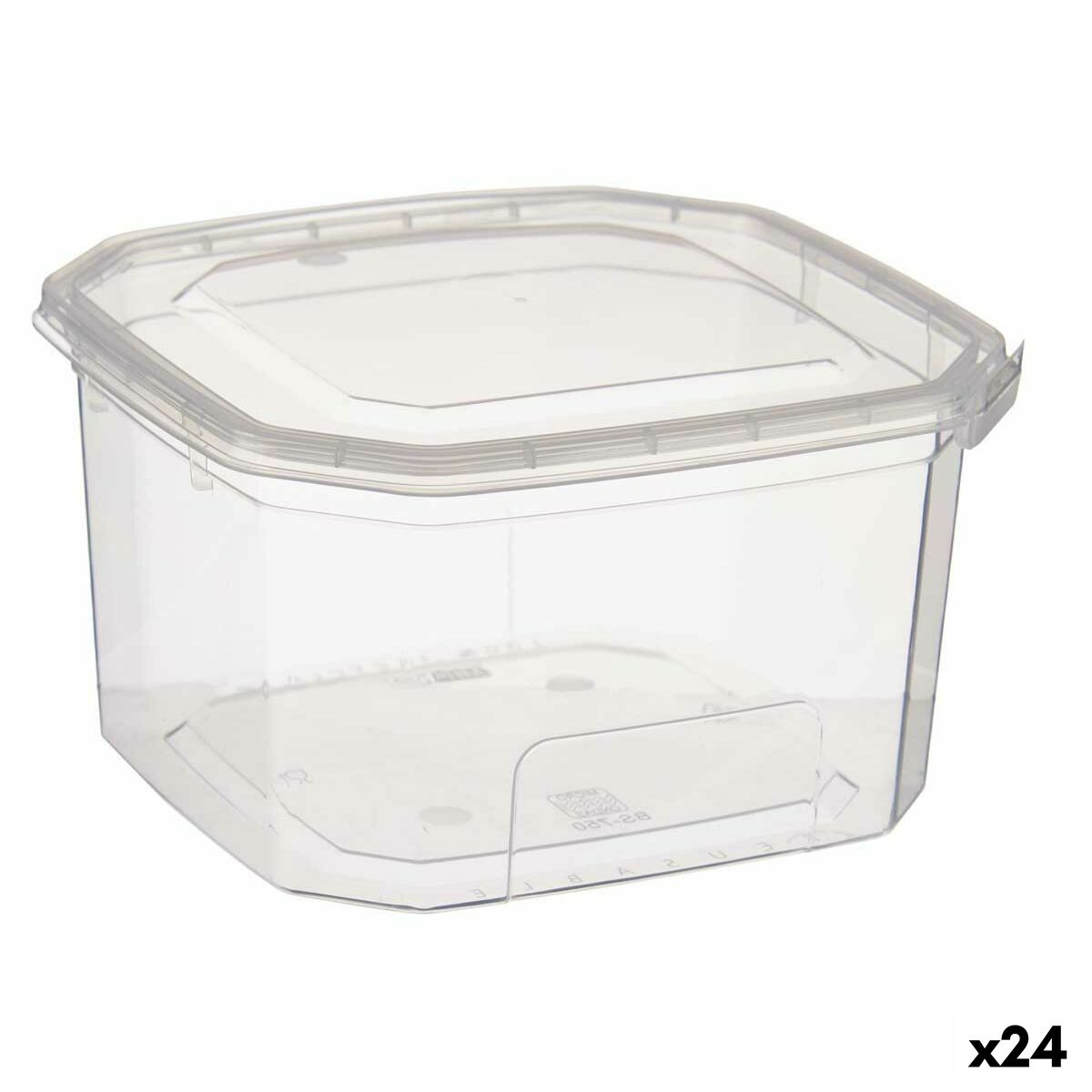 Rektangulär matlåda med lock Transparent polypropen 750 ml 12,8 x 7,5 x 13,5 cm (24 antal)