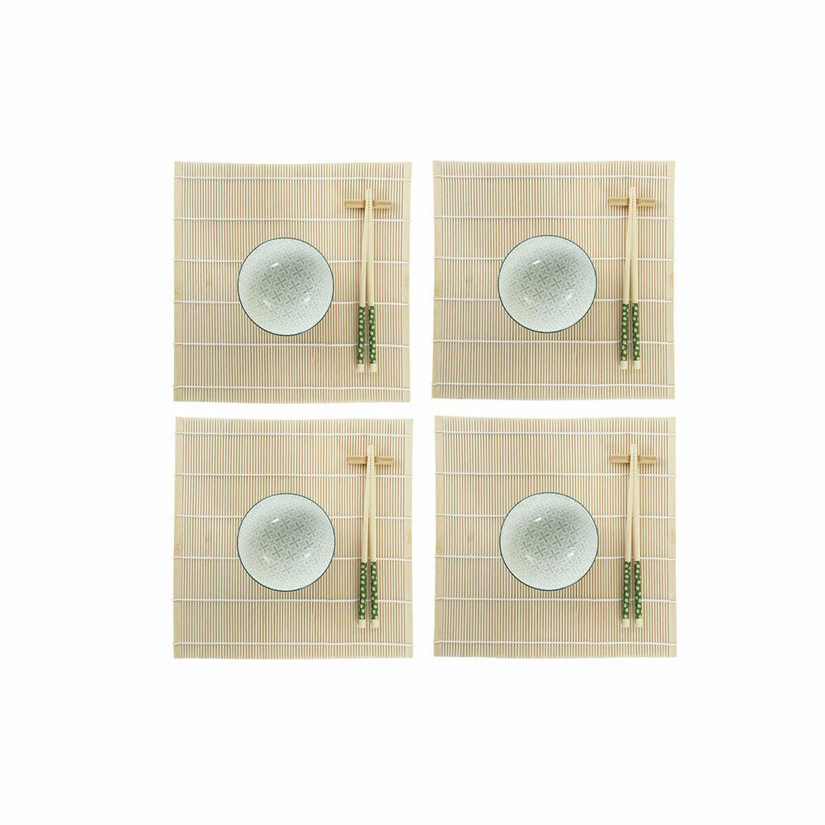 Sushiset DKD Home Decor 14,5 x 14,5 x 31 cm Grön Stengods Orientalisk (16 Delar)