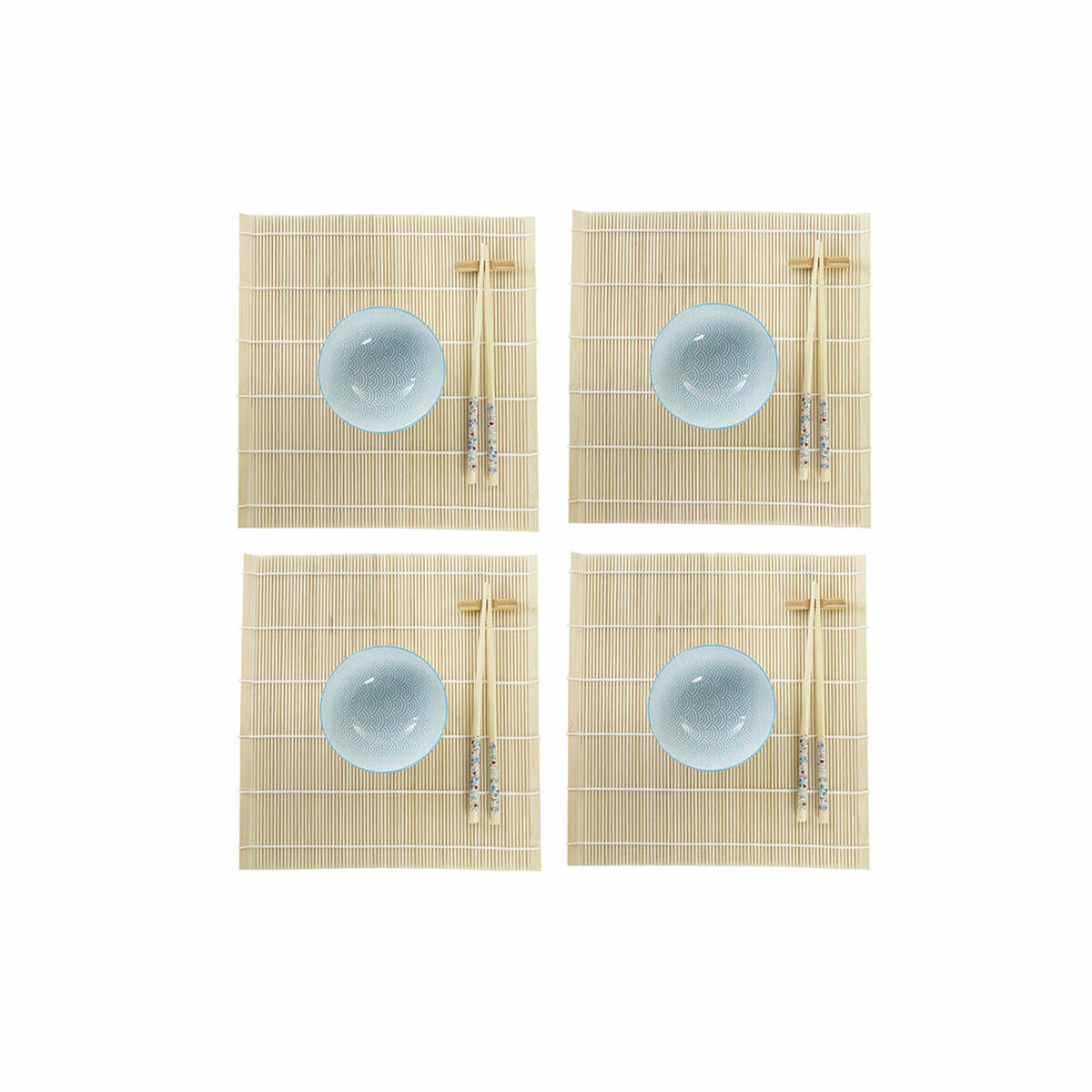 Sushiset DKD Home Decor 14,5 x 14,5 x 31 cm Blå Vit Stengods Orientalisk (16 Delar)