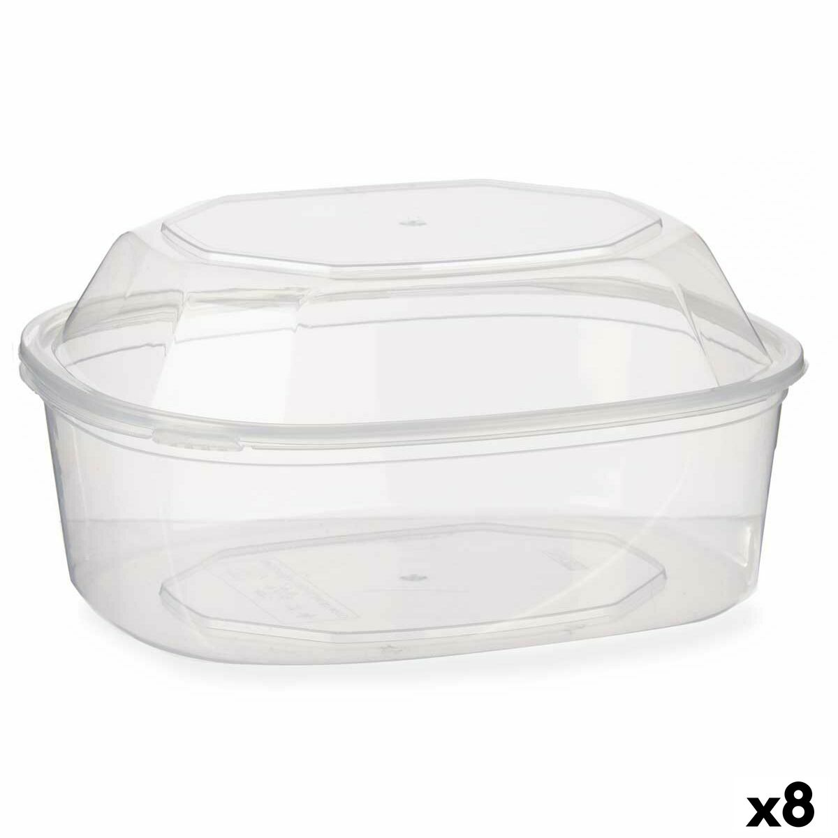 Rektangulär matlåda med lock Transparent polypropen 1,5 L 18 x 10,5 x 21,5 cm (8 antal)