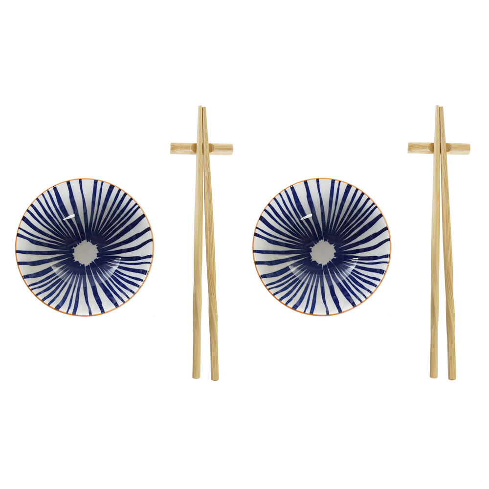 Sushiset DKD Home Decor Vit Bambu Stengods Orientalisk 30 x 21 x 7 cm (6 Delar)