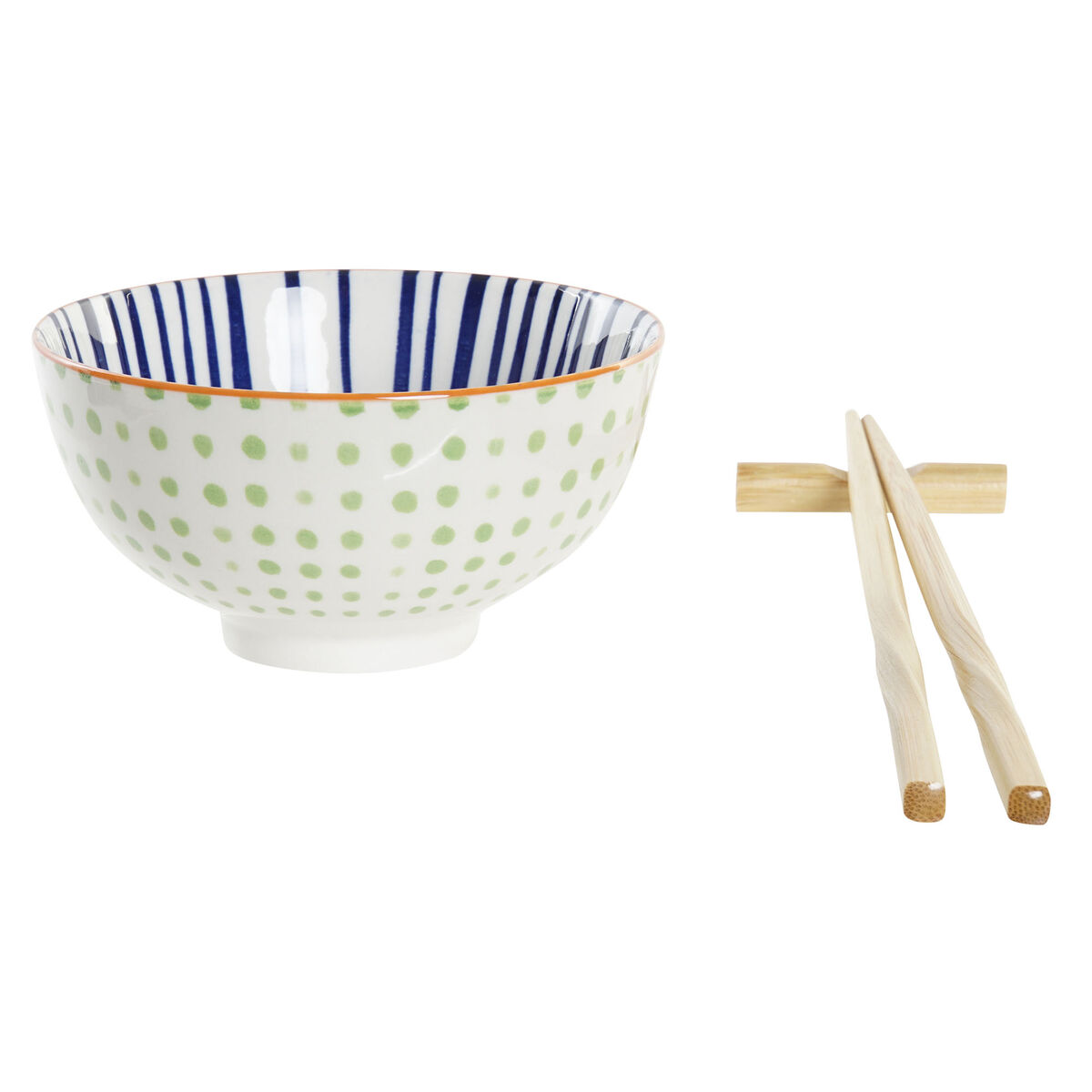 Sushiset DKD Home Decor Vit Bambu Stengods Orientalisk 30 x 21 x 7 cm (6 Delar) - 4