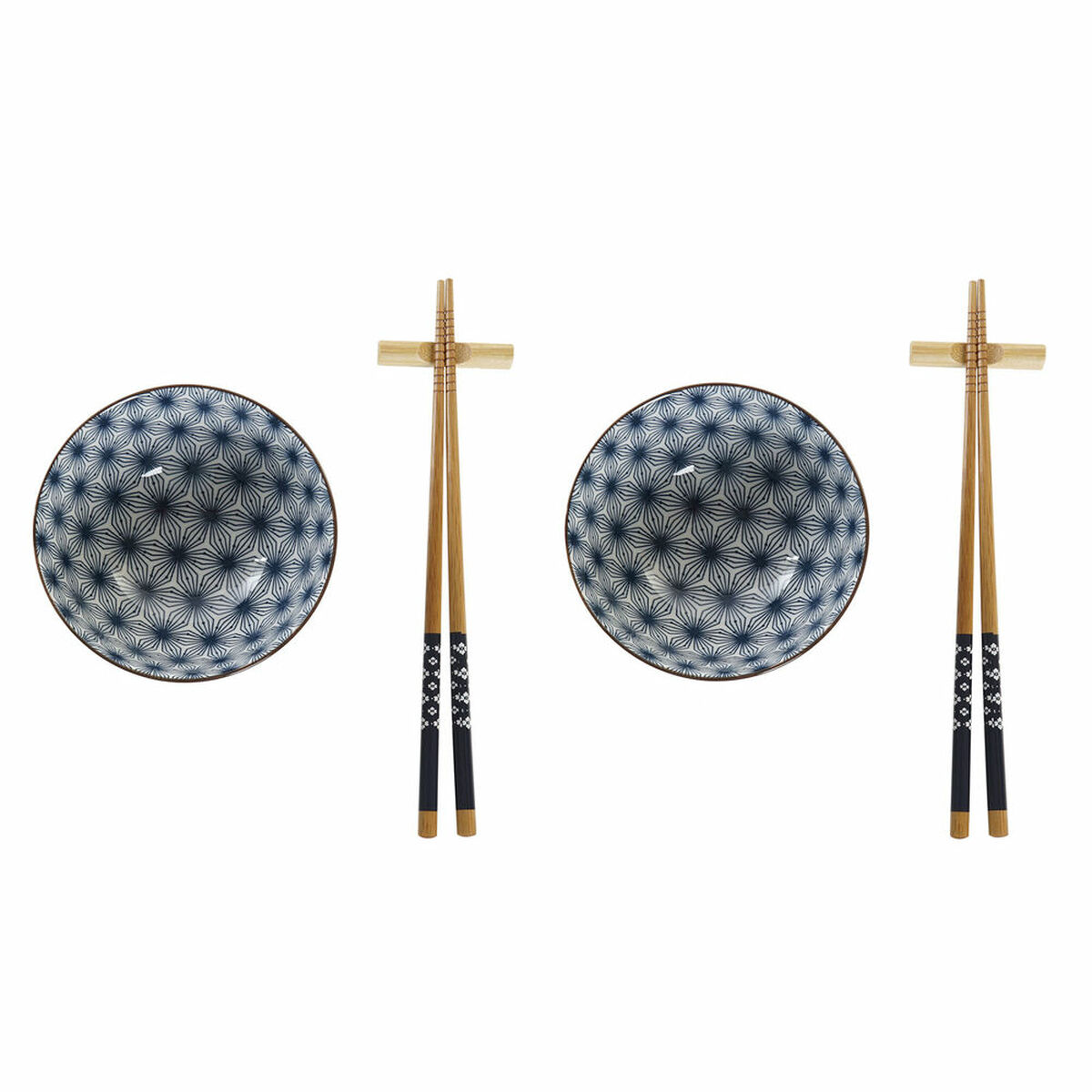 Sushiset DKD Home Decor Bambu Stengods Blå Orientalisk 30 x 21 x 7 cm (6 Delar)